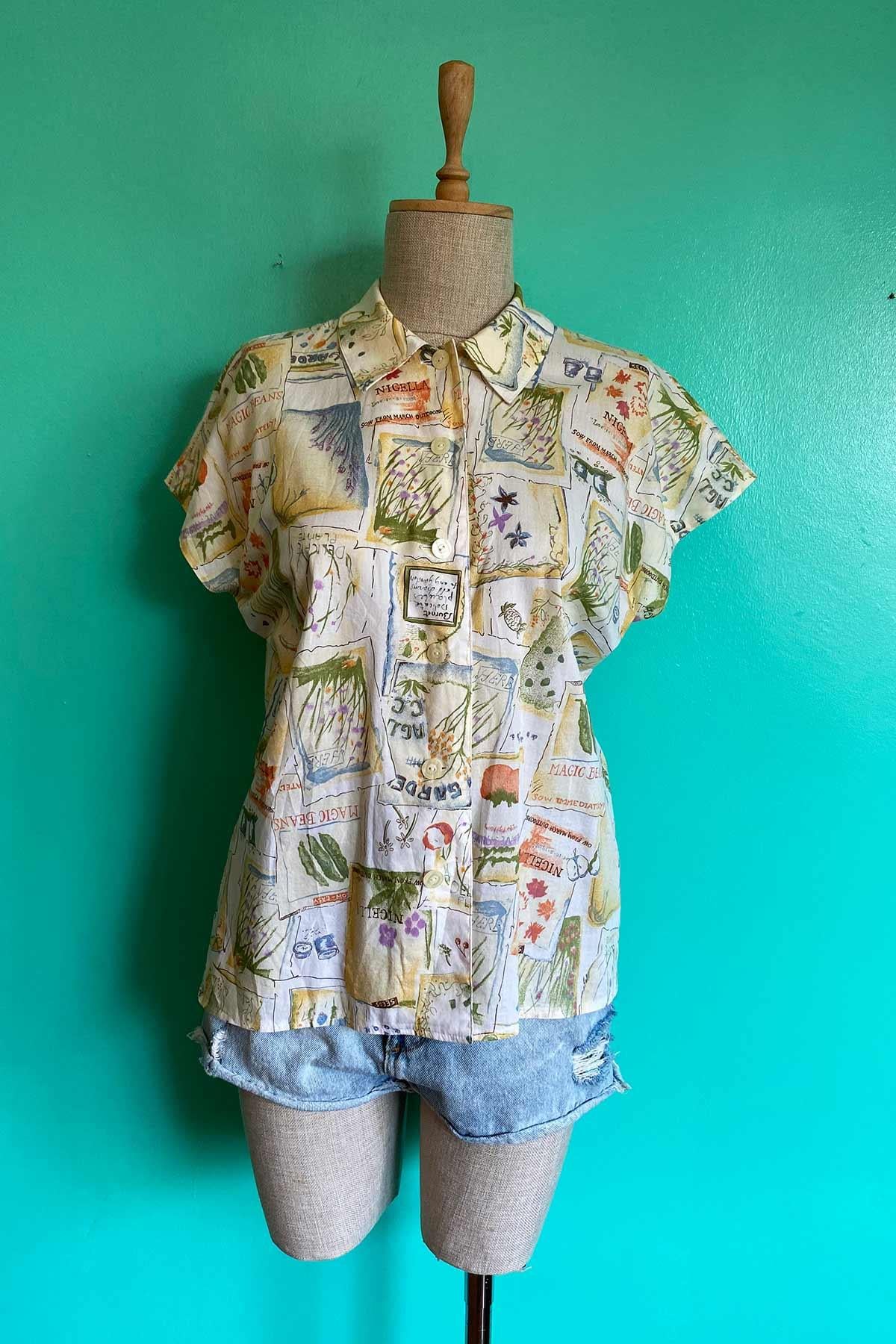 Vintage Desenli Cotton Gömlek