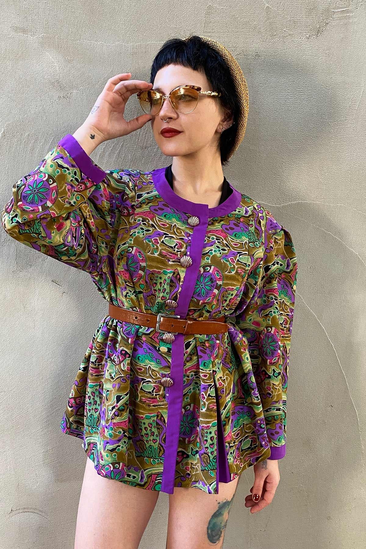 Vintage Desenli Gömlek