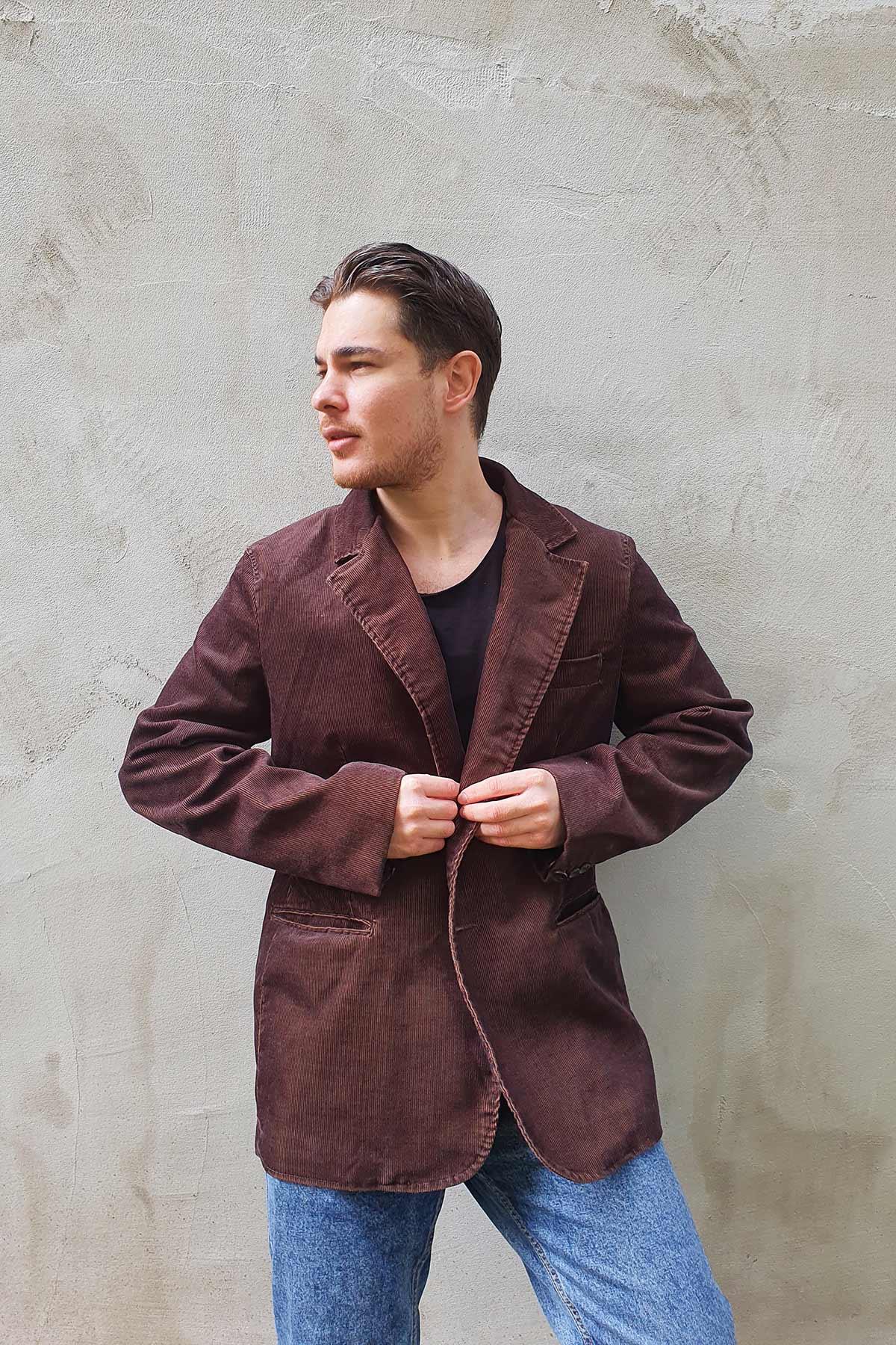 Vintage Fitilli Kadife Ceket