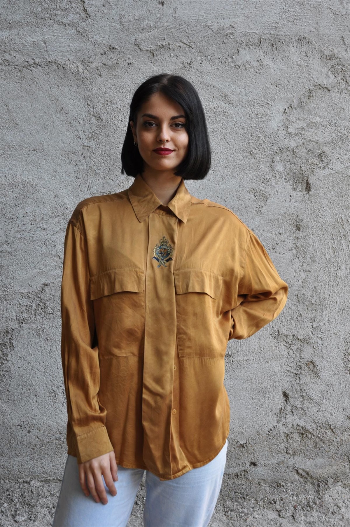 vintage ipek gömlek