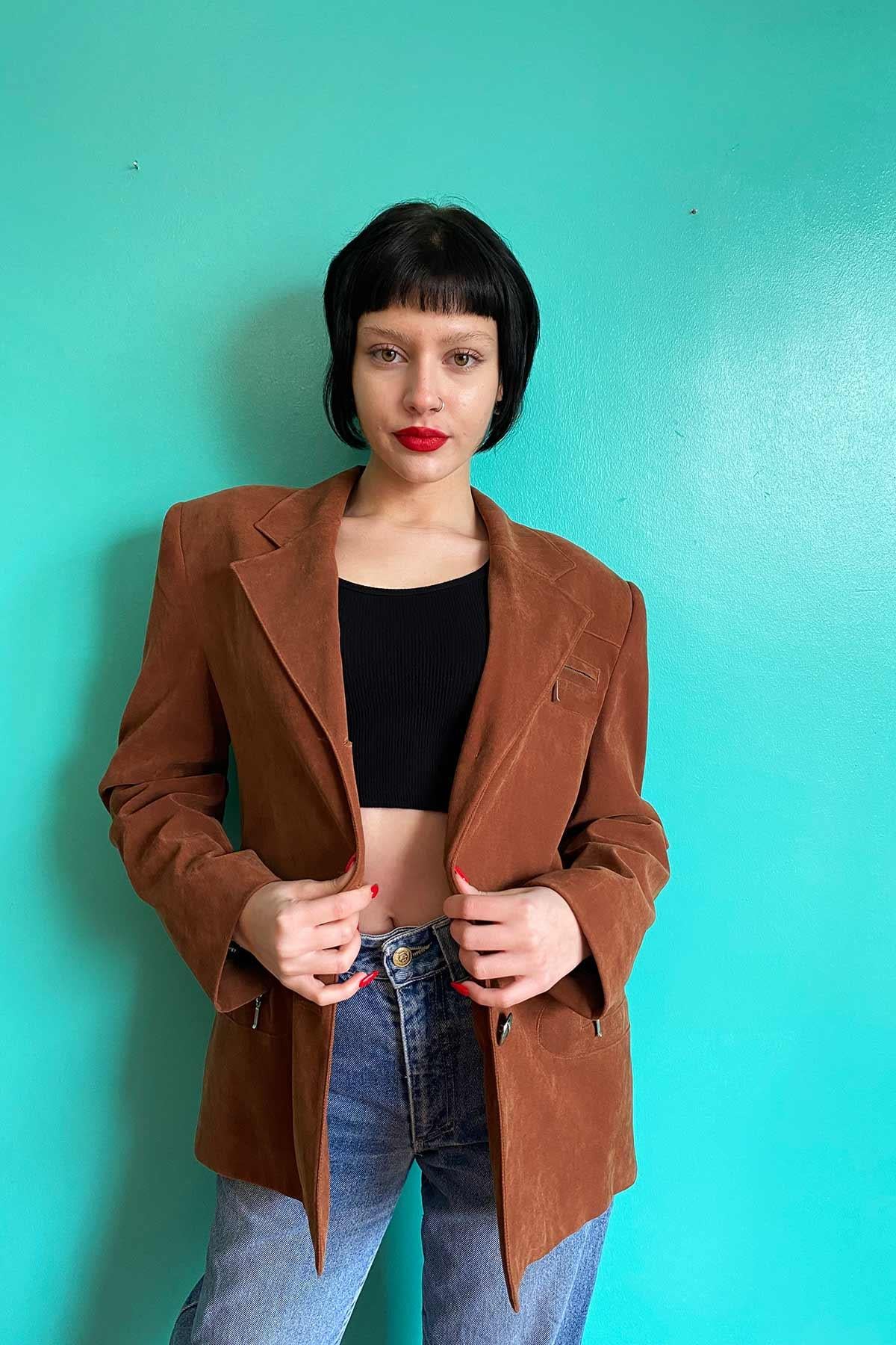 Vintage Kahve Blazer Ceket