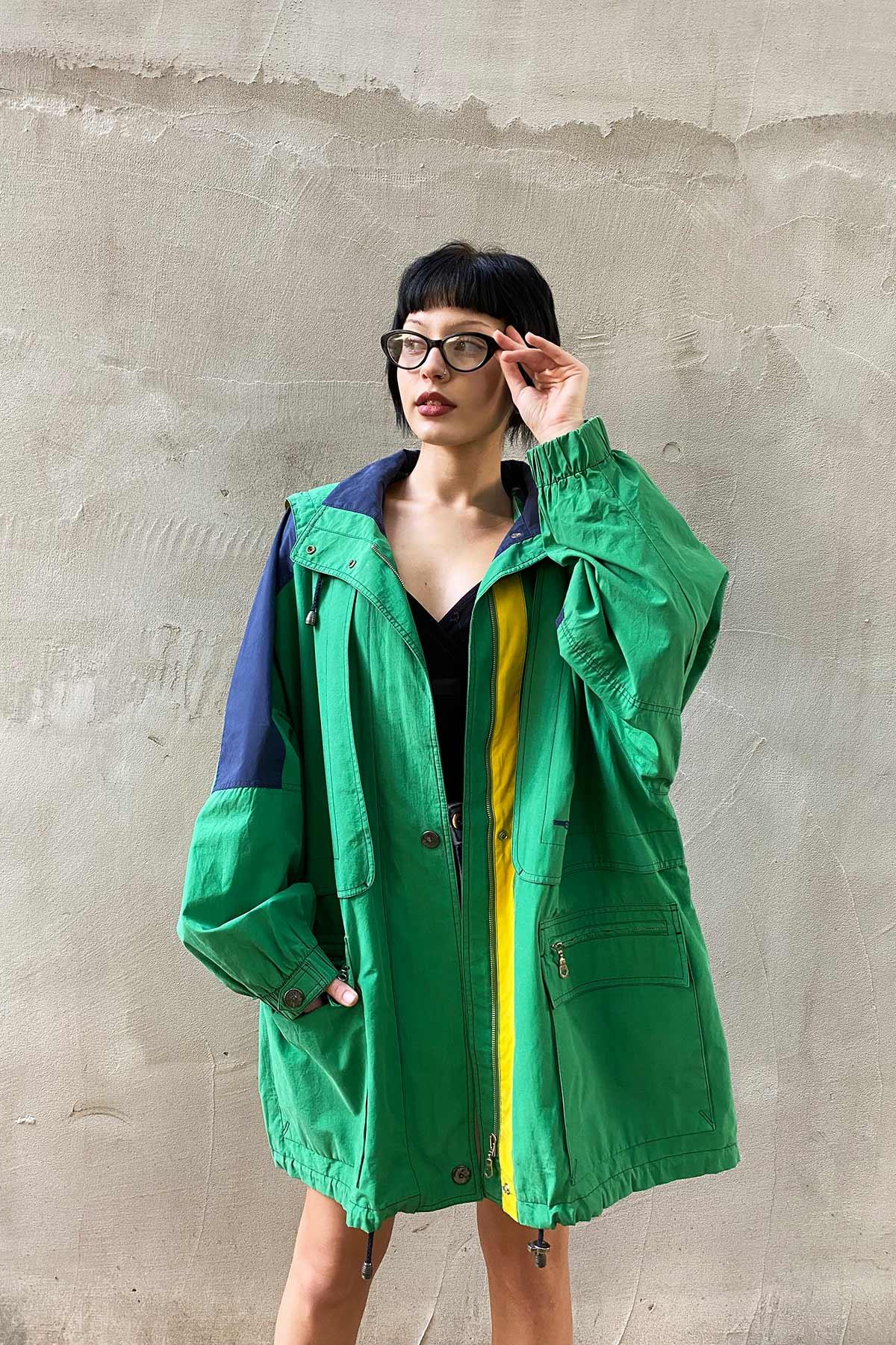 Vintage Kapşonlu Oversize Mont