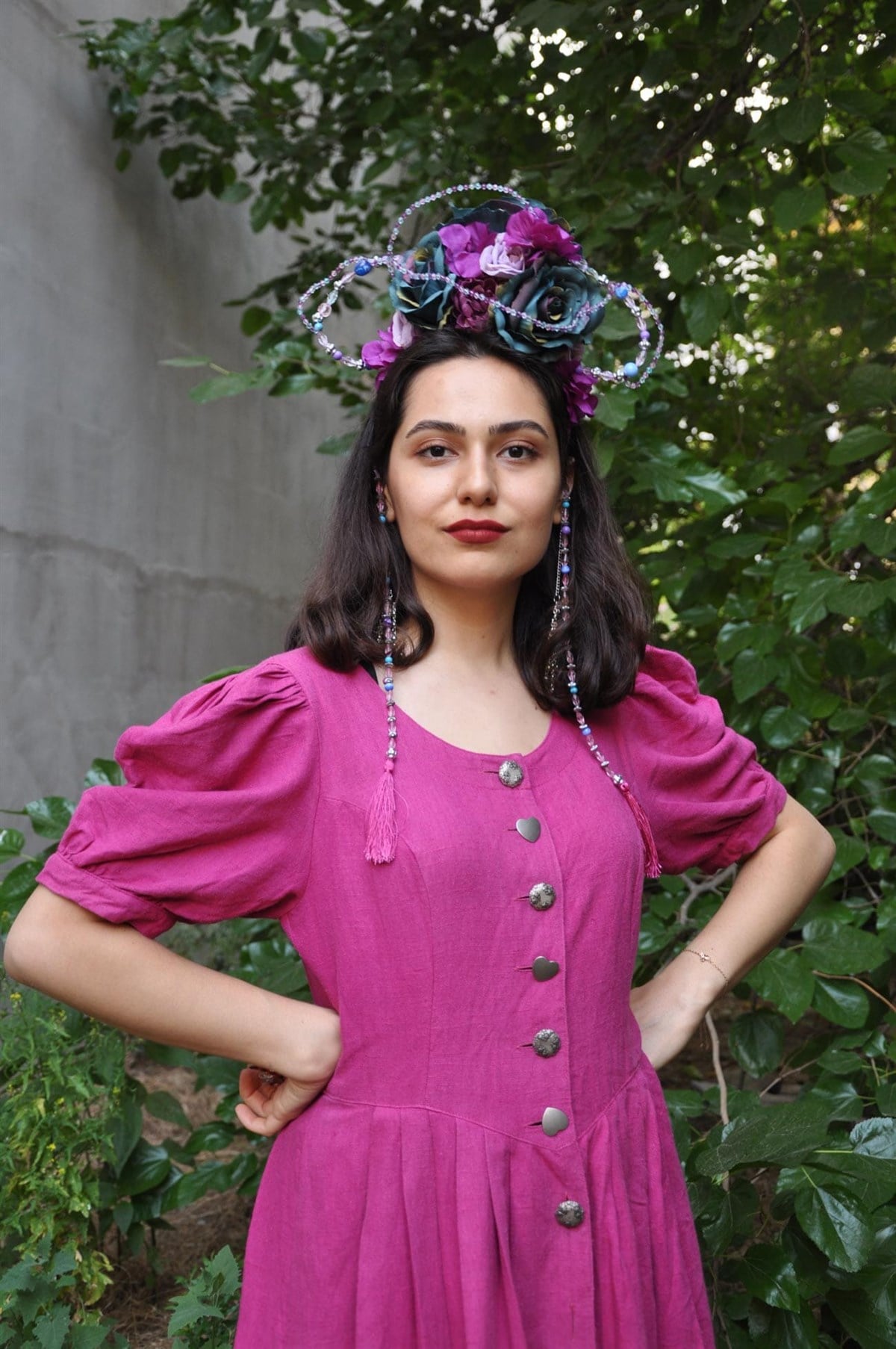 vintage keten elbise