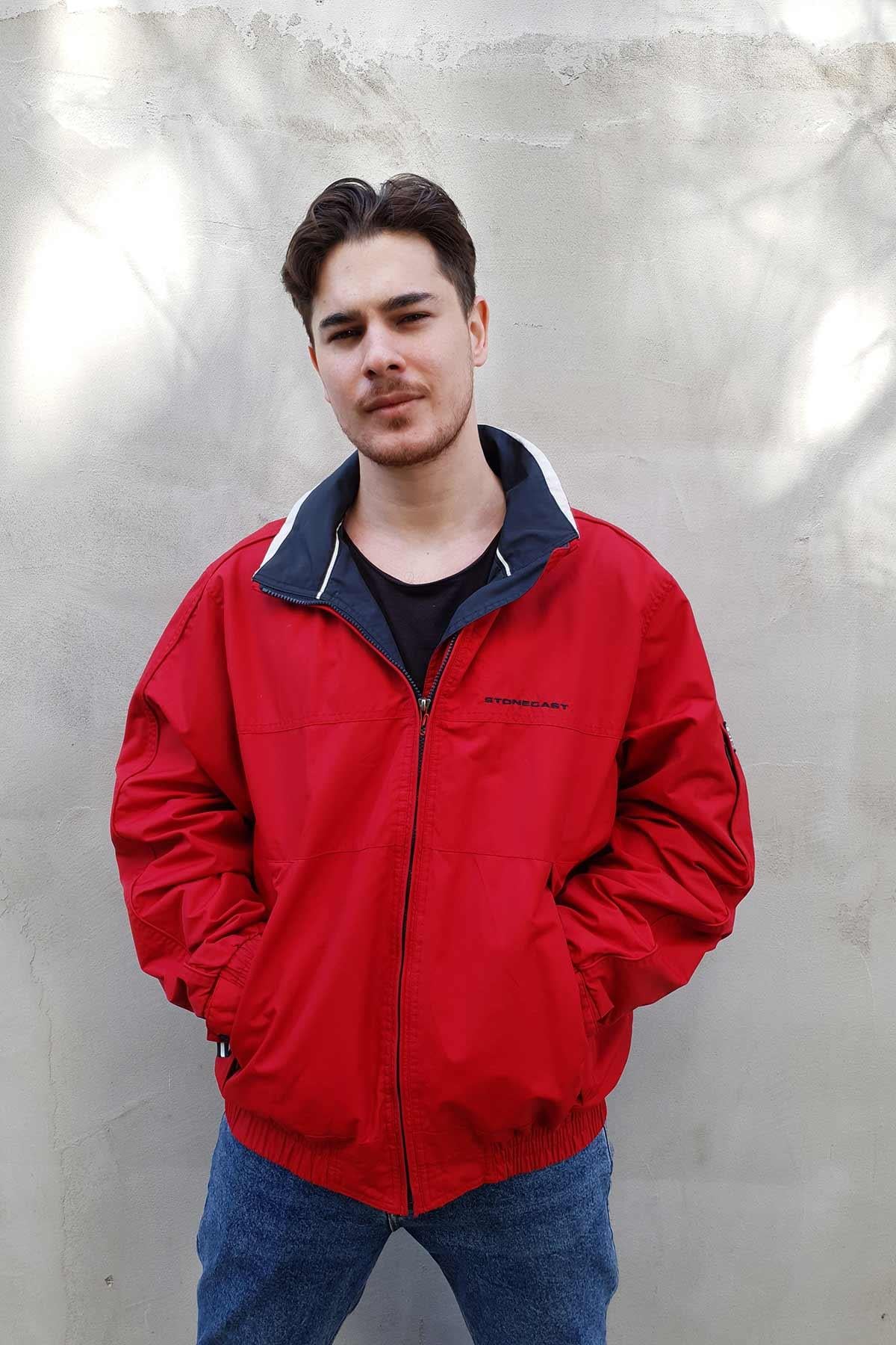 Vintage Kırmızı Bomber Mont