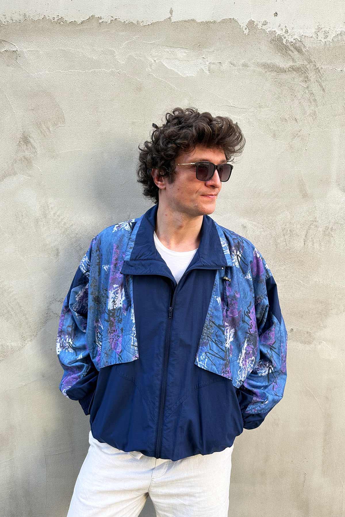 Vintage Mevsimlik Desenli Bomber Mont