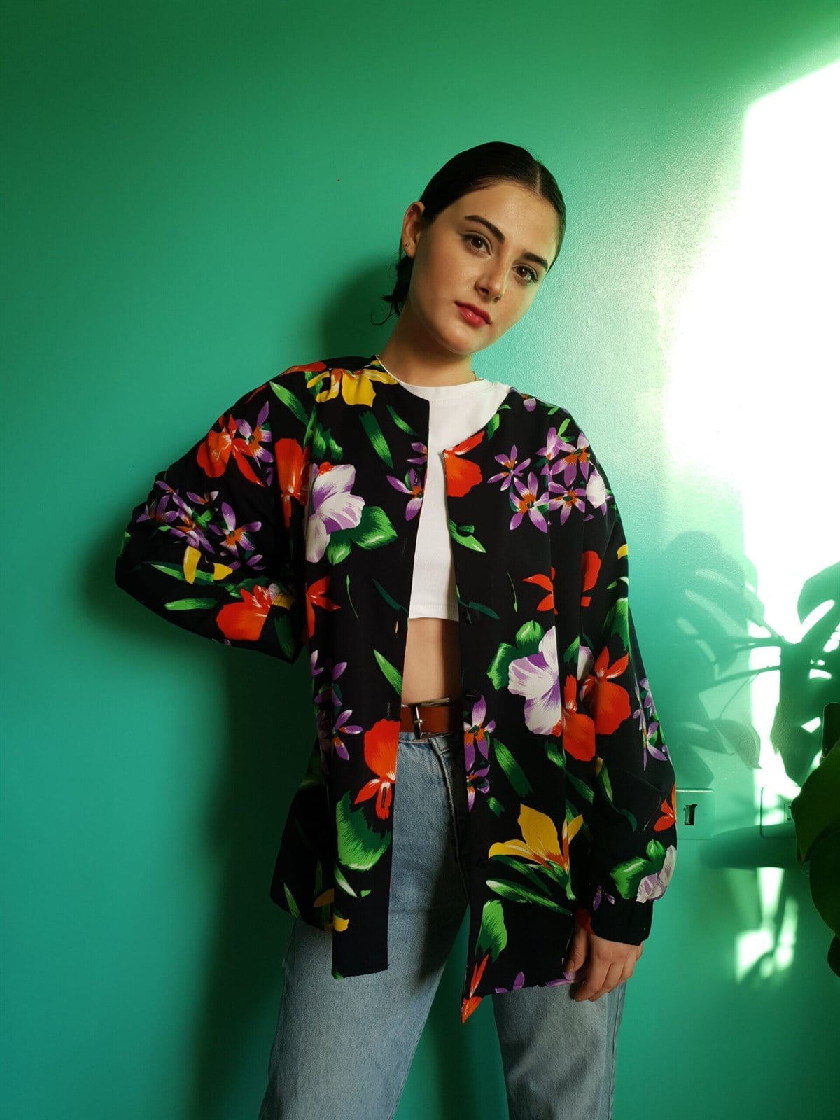 Vintage Oversize Floral Gömlek