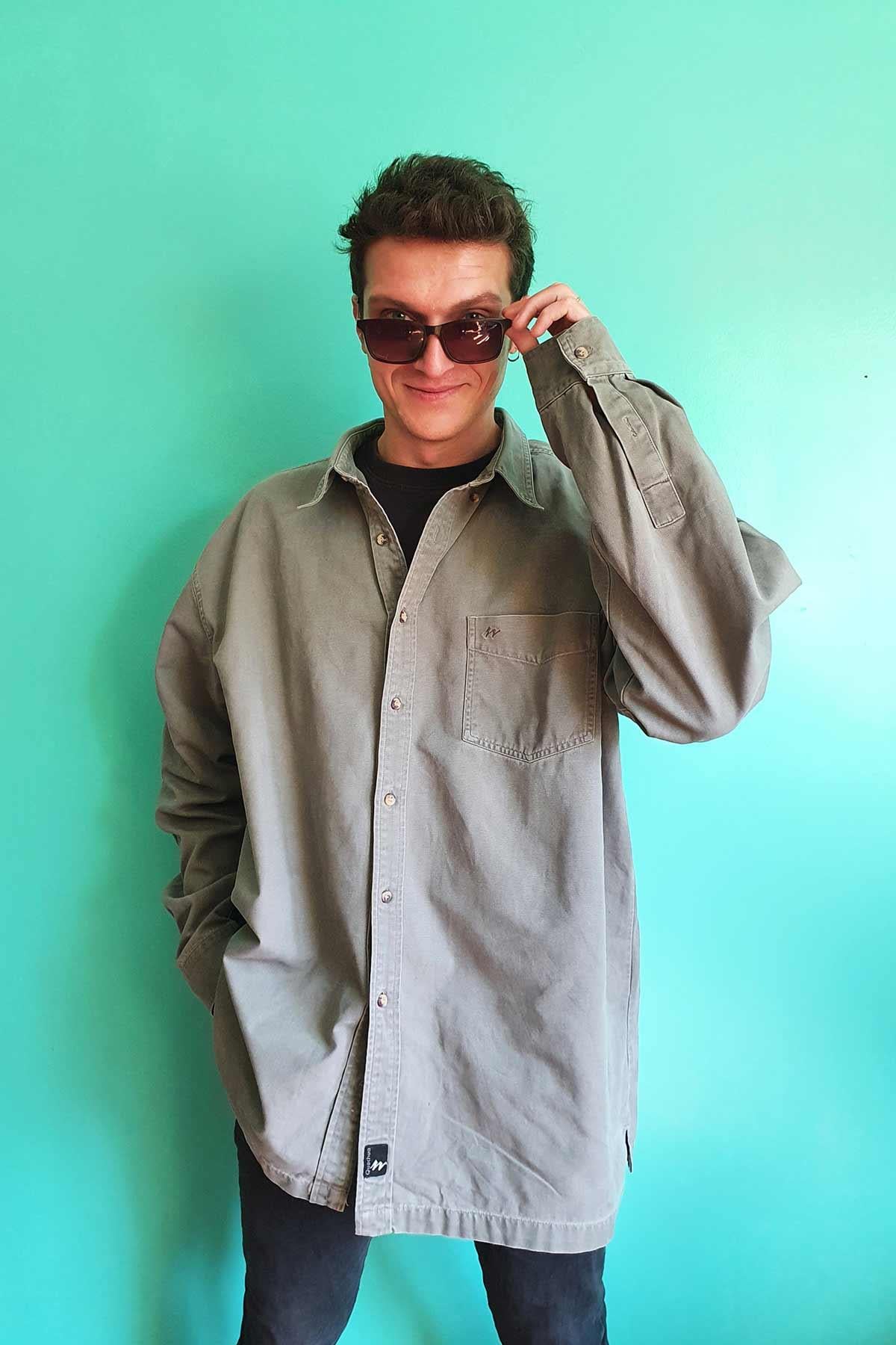 Vintage Oversize Kot Gömlek