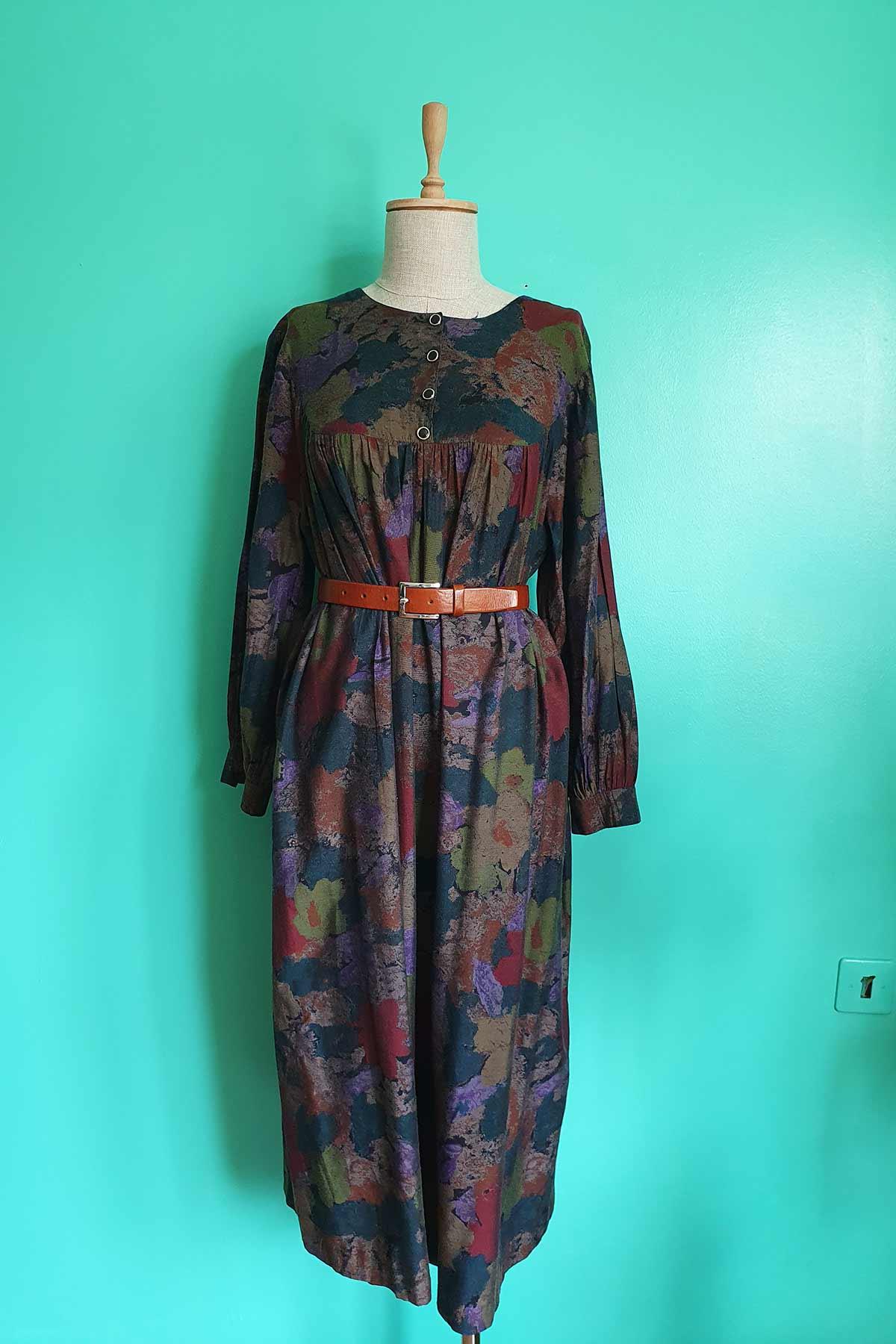 Vintage Oversize Viskon Elbise