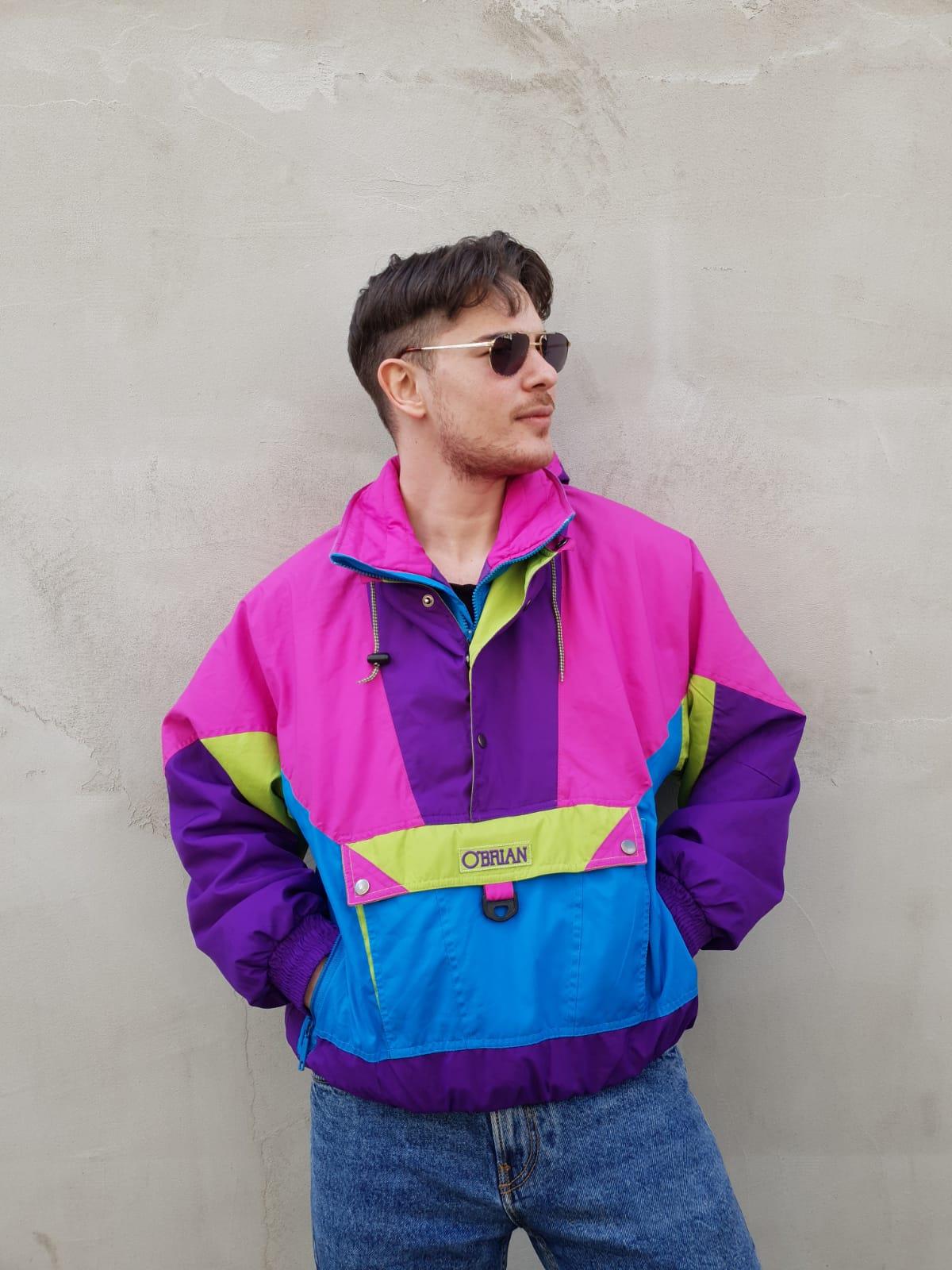 Vintage Renkli Bomber Mont