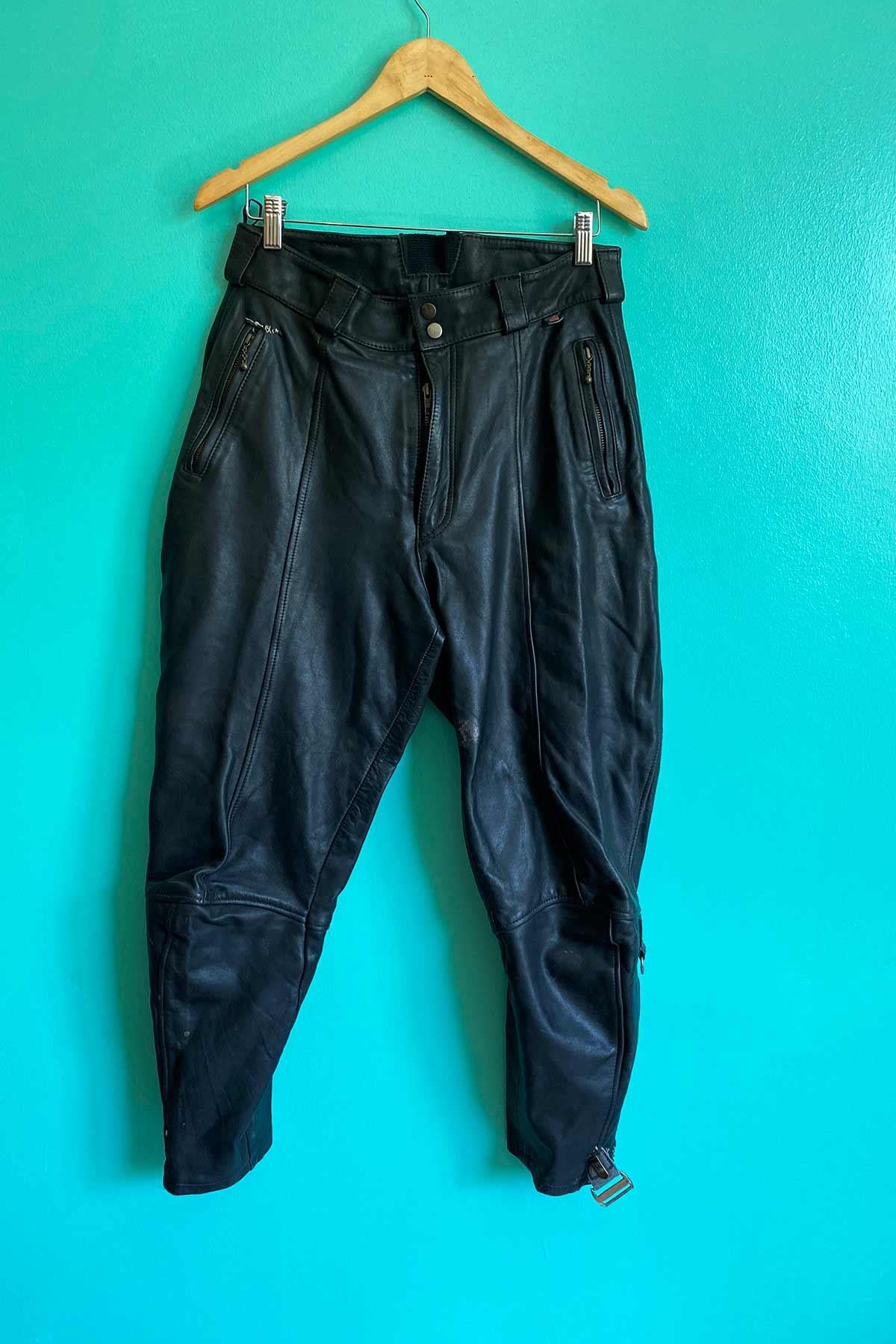 Vintage Siyah Deri Pantolon