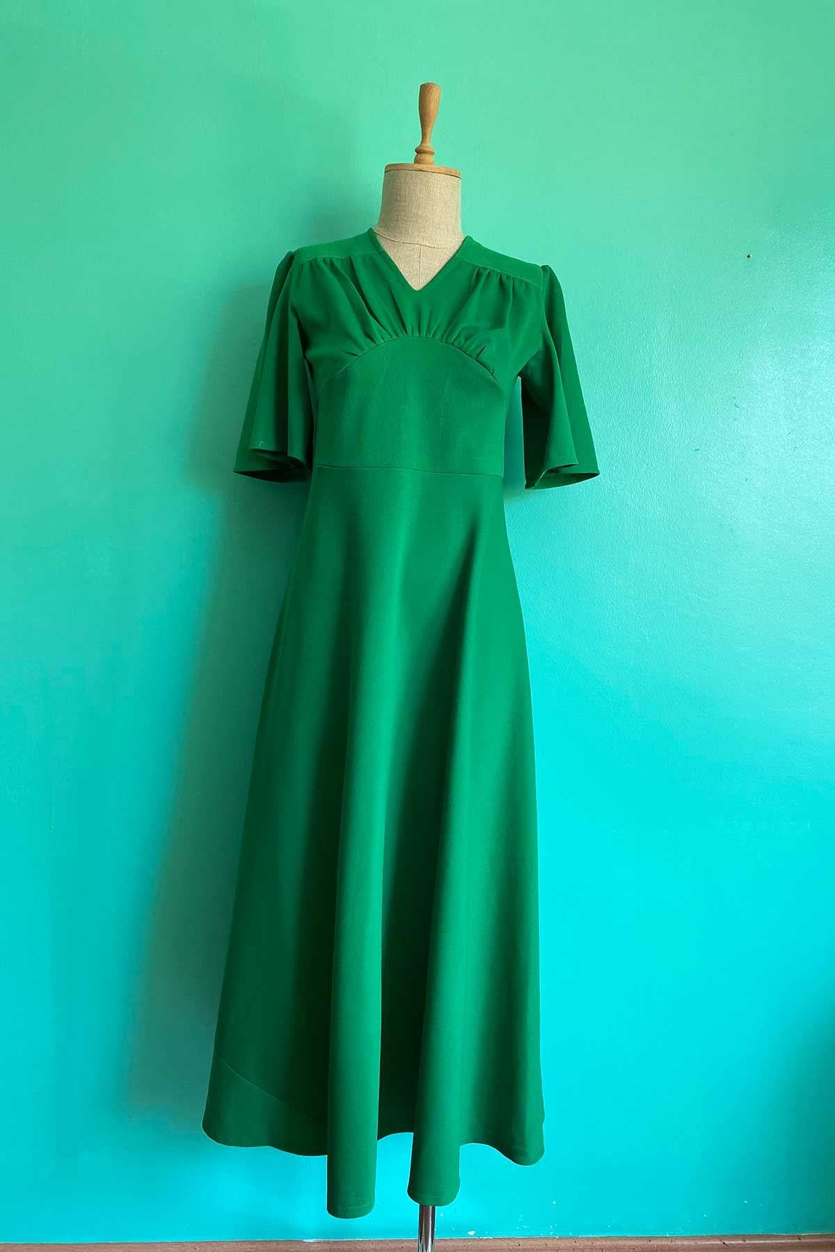 Vintage Uzun Yeşil Elbise