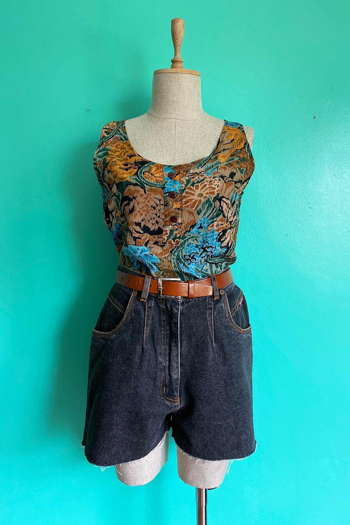 Vintage Yüksek Bel Jean Şort