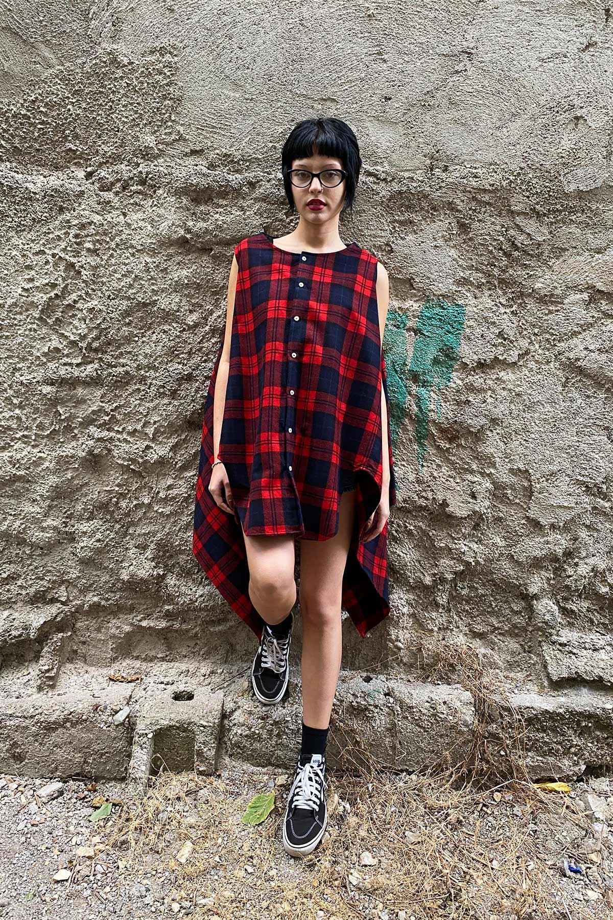 Vintage Yün Kaşe Panço Elbise