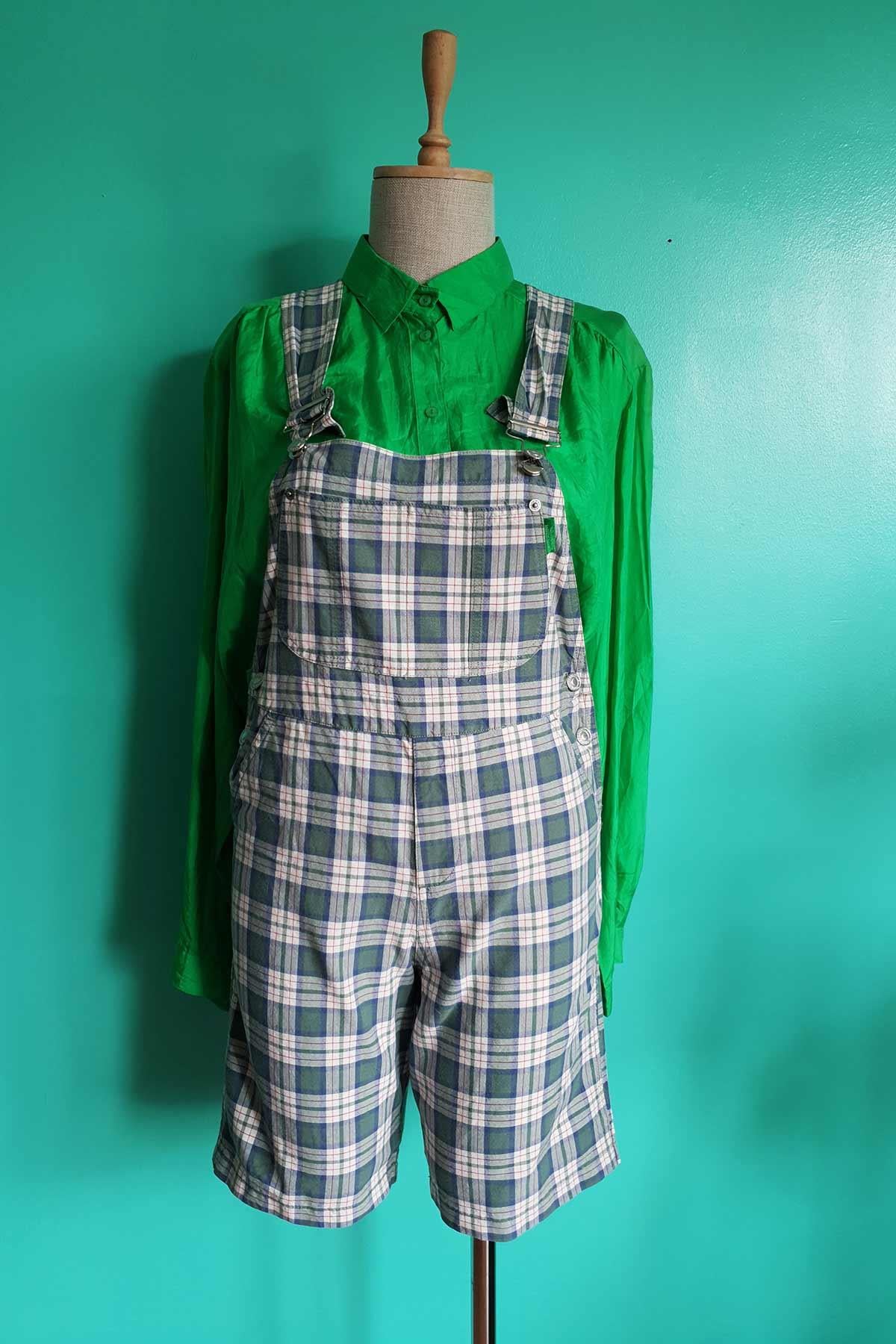 Benetton Vintage Kareli Kot Şort Tulum