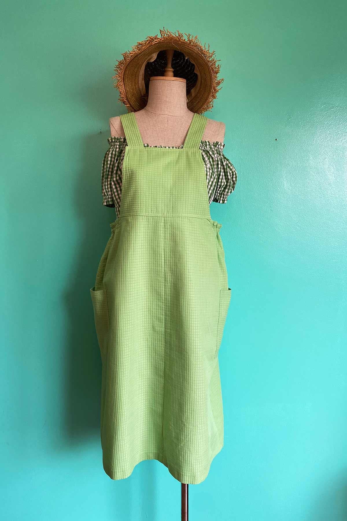 Vintage Askılı Yeşil Elbise