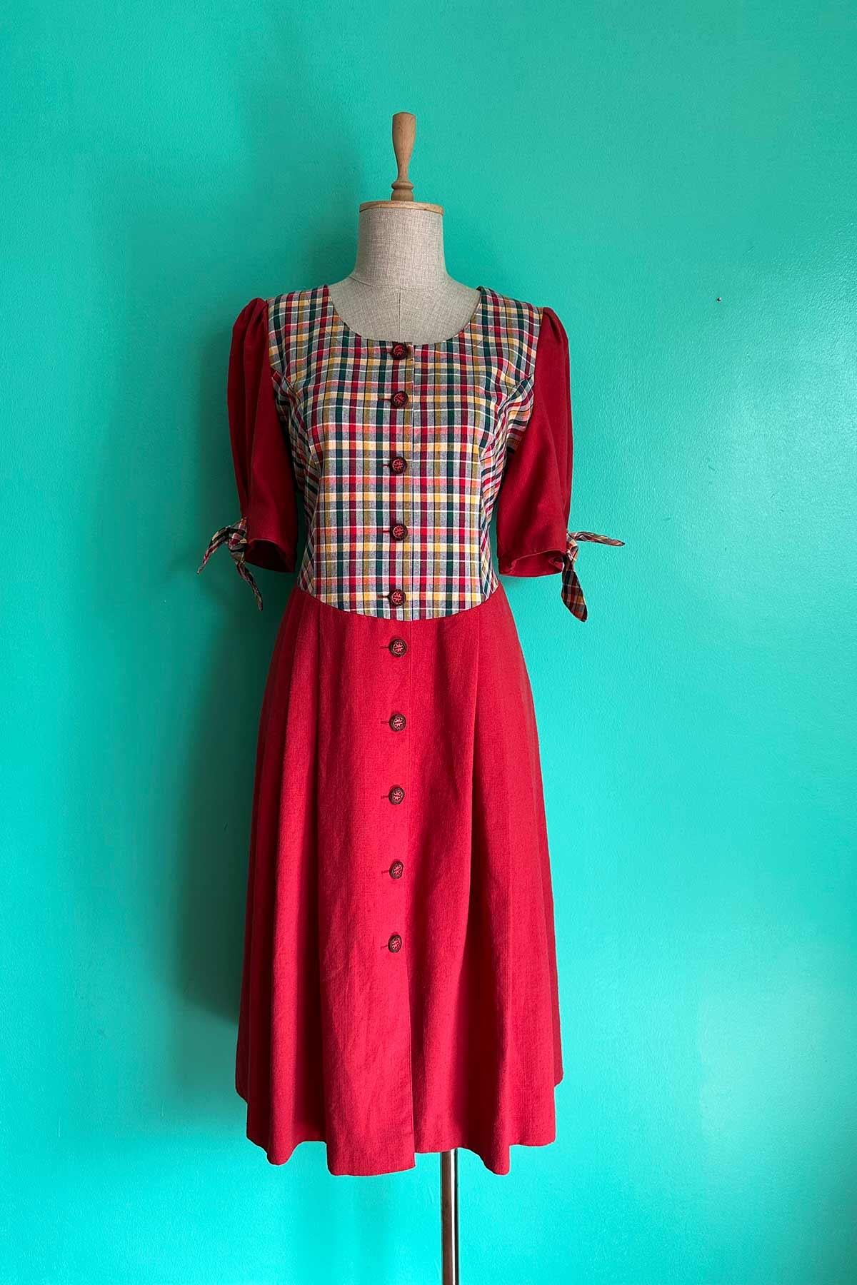 Vintage Bavyera Keten Elbise