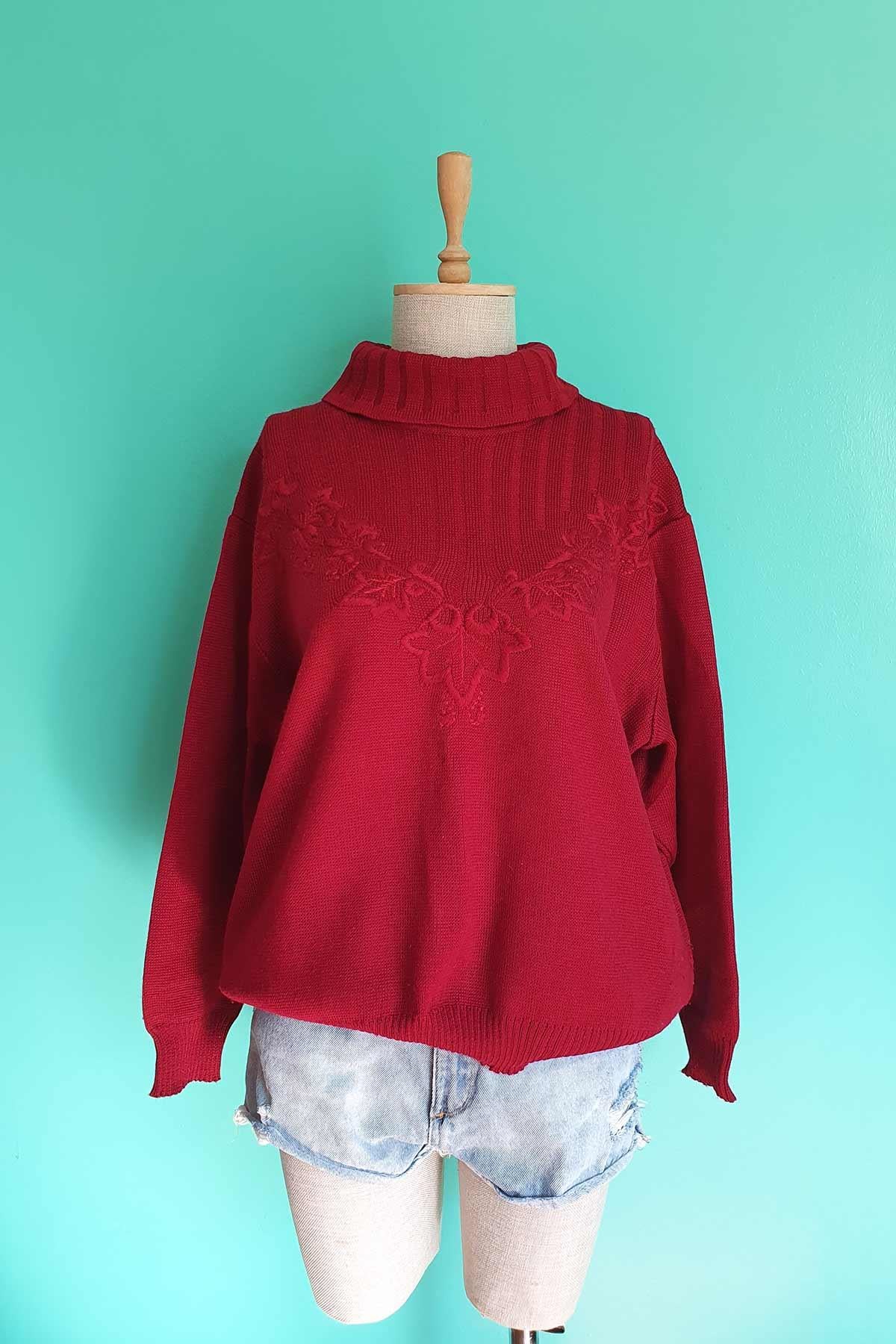 Vintage Boğazlı Oversize Kazak