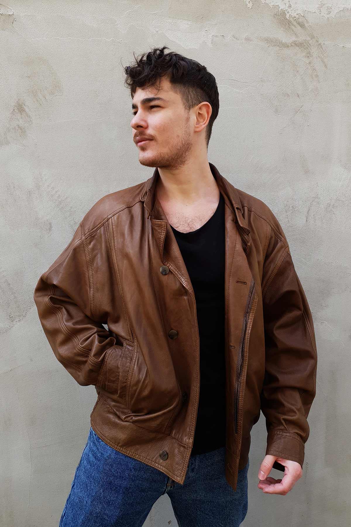 Vintage Bomber Deri Mont