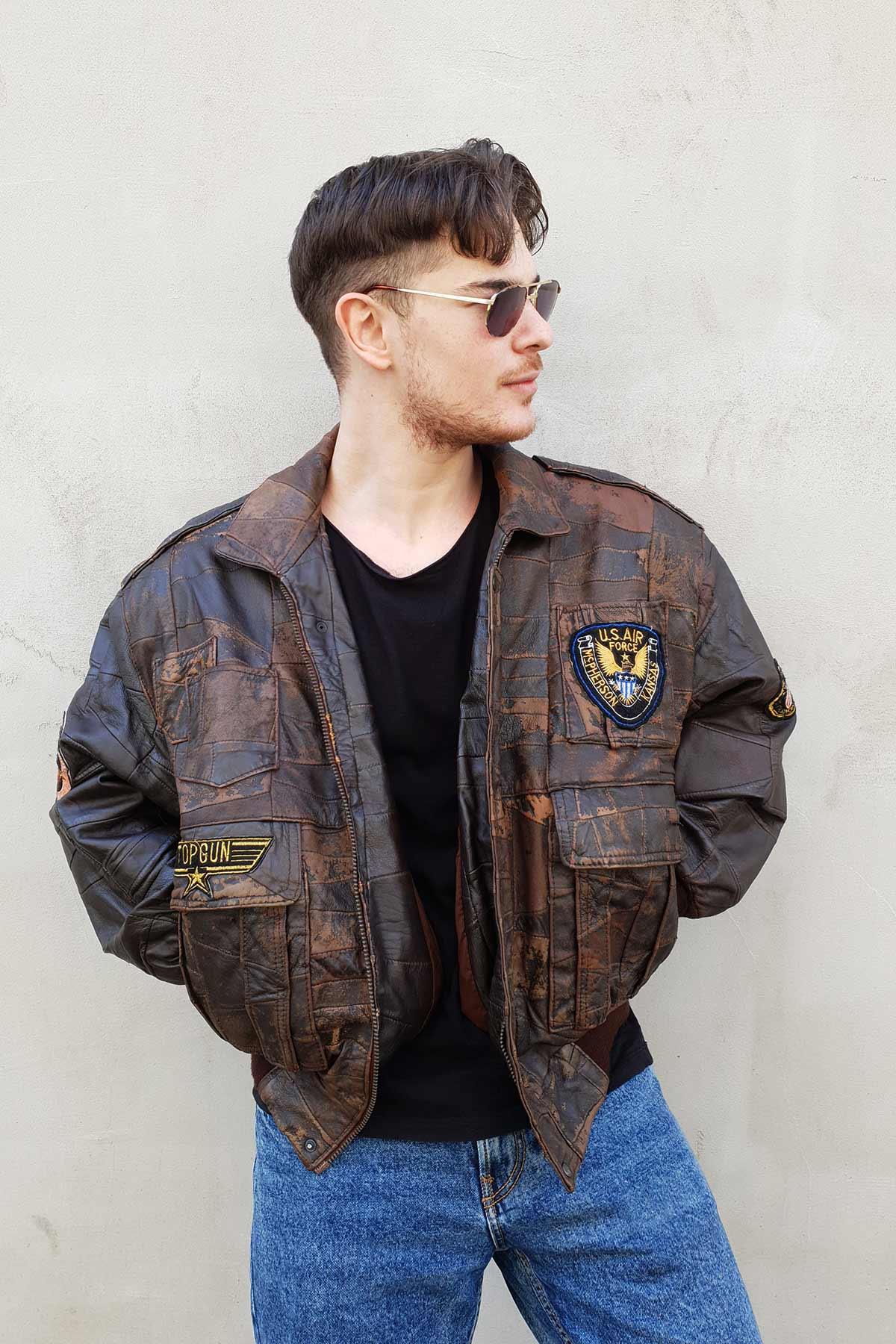 Vintage Bomber Deri Mont