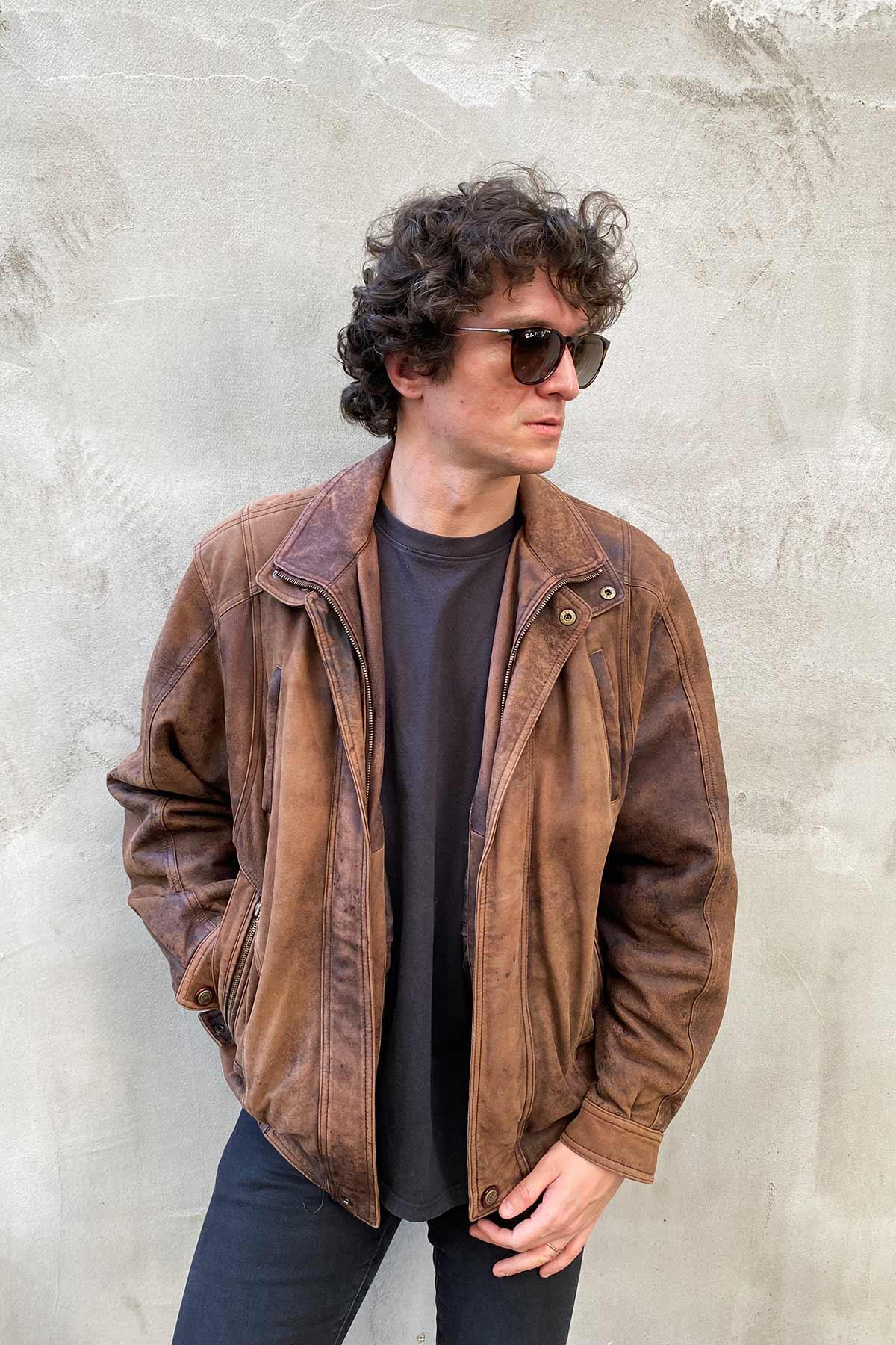 Vintage Bomber Deri Mont