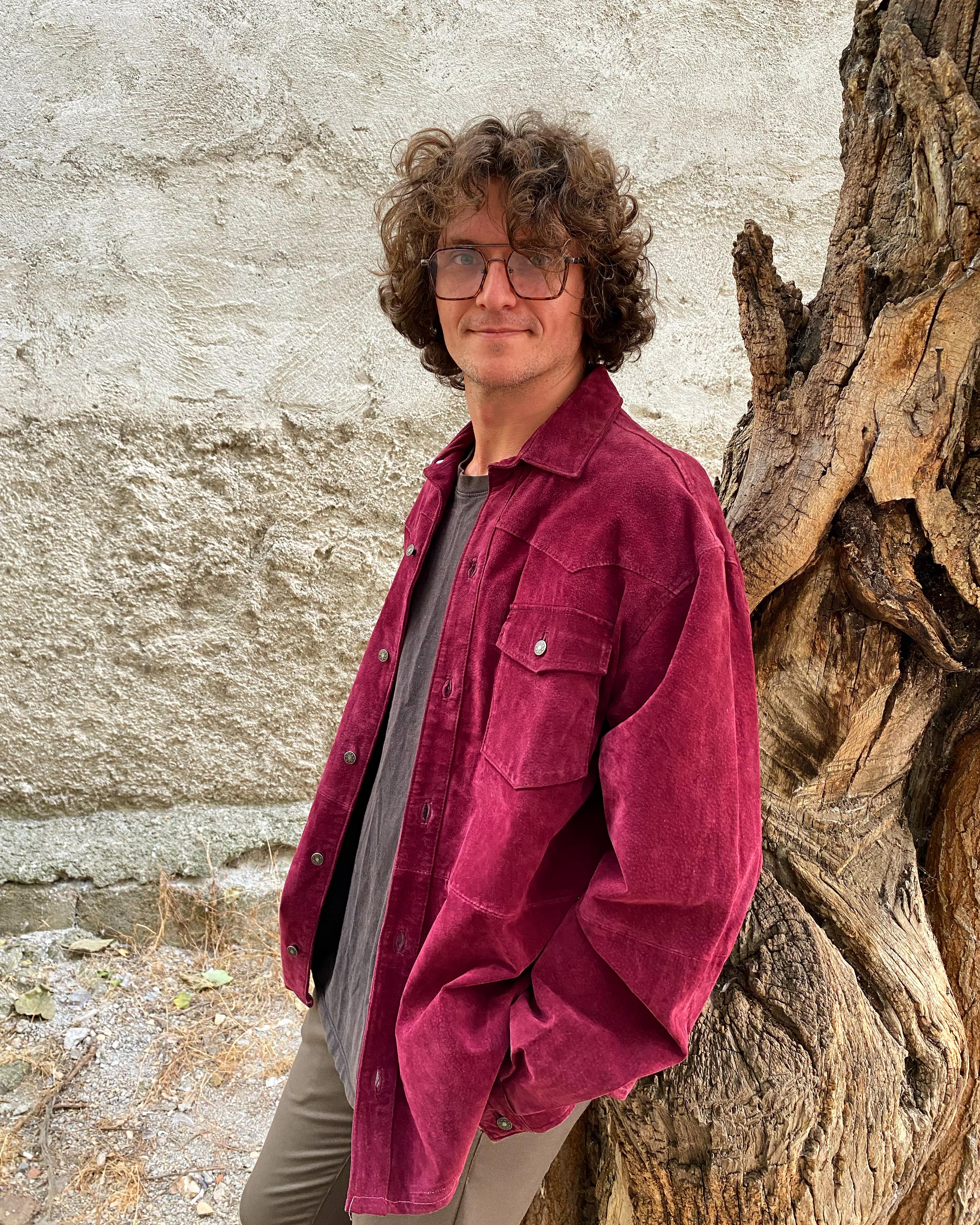 Vintage Bordo Süet Deri Gömlek