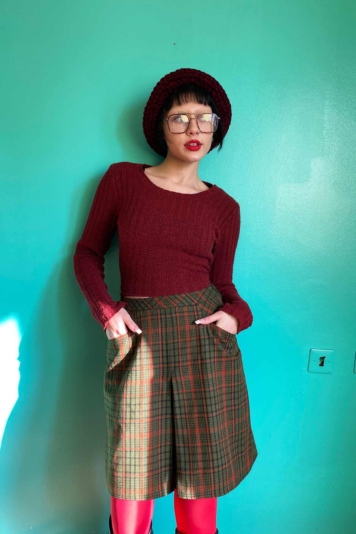 Vintage Cepli Ekose Etek