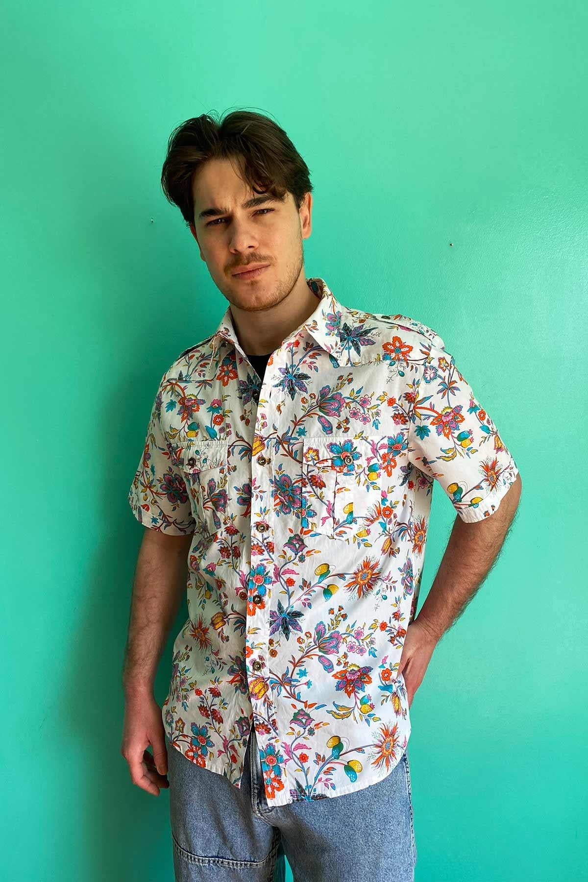 Vintage Çiçekli Cotton Gömlek