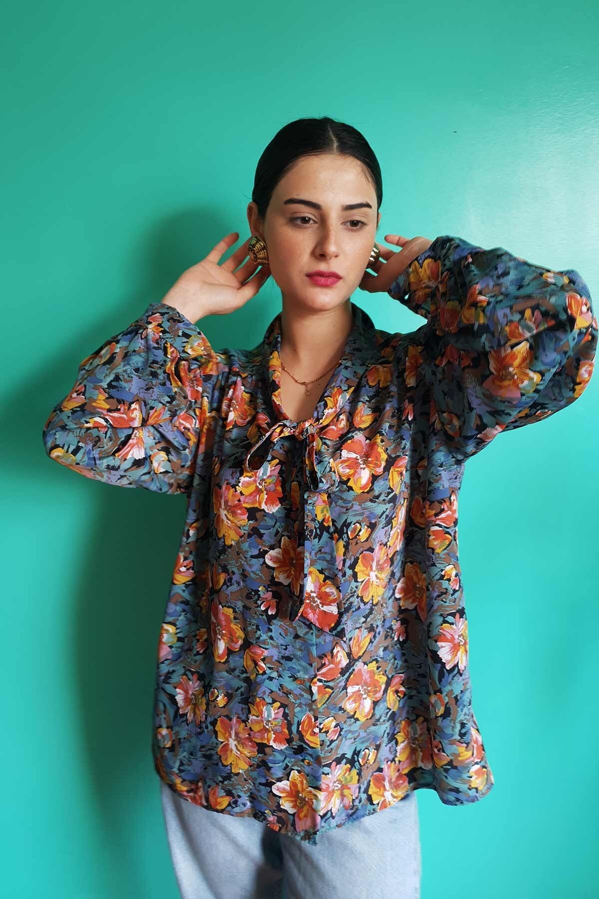 Vintage Çiçekli Gömlek