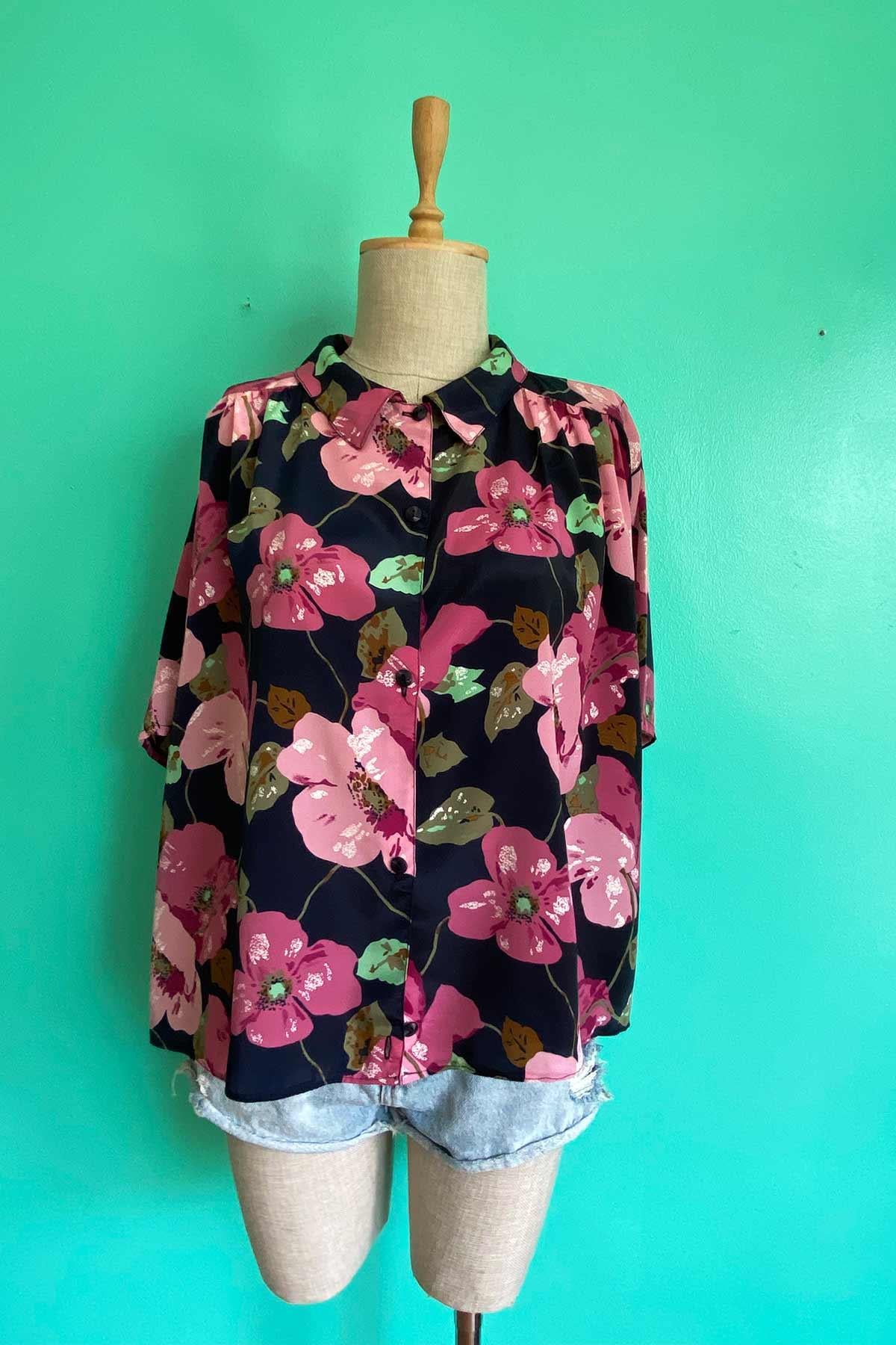 Vintage Çiçekli Oversize Gömlek