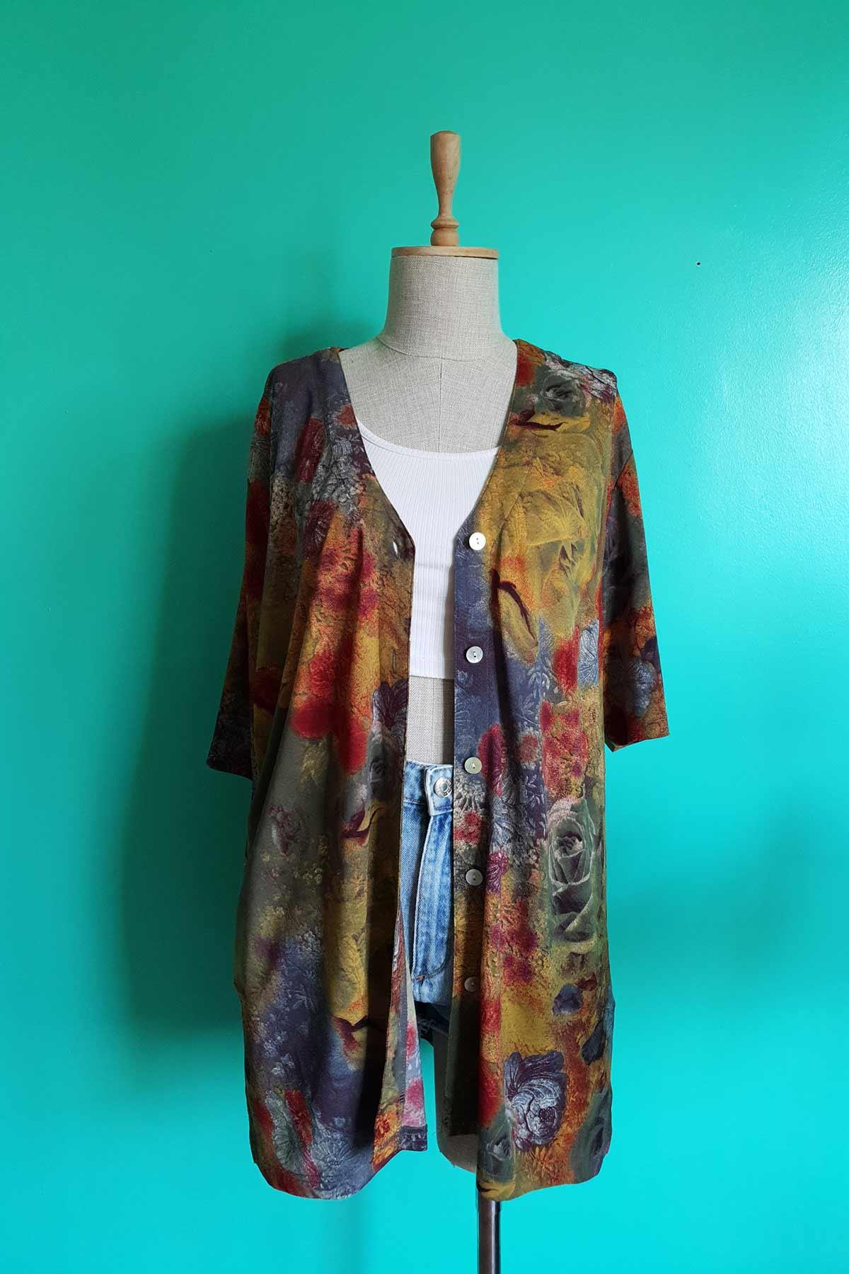 Vintage Çiçekli Oversize Gömlek