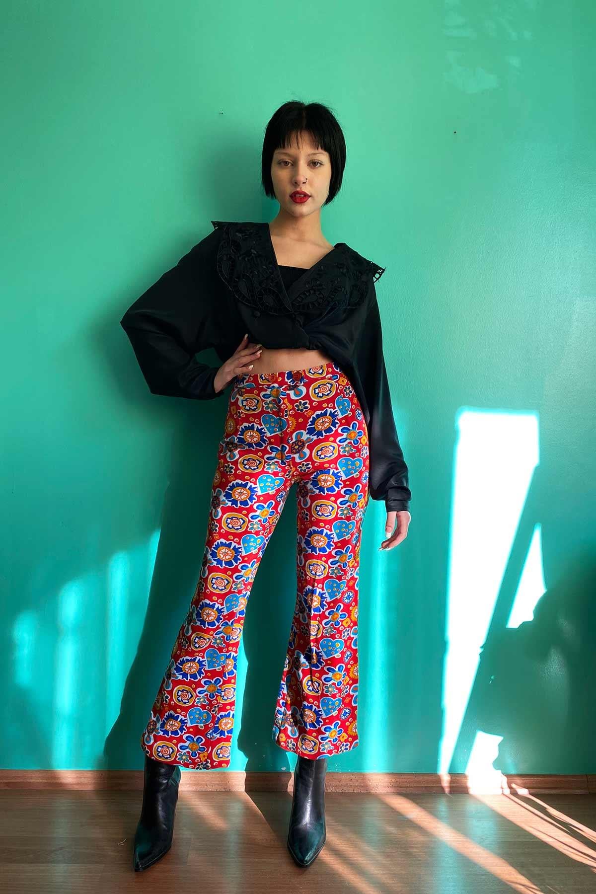 Vintage Çiçekli Pantolon