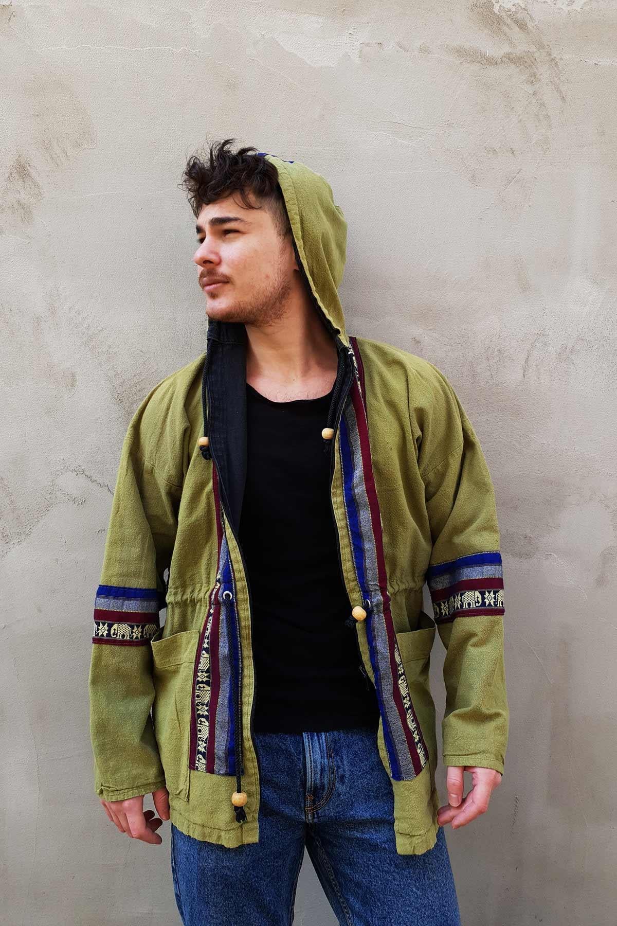 Vintage Çift Taraflı Etnik Mont