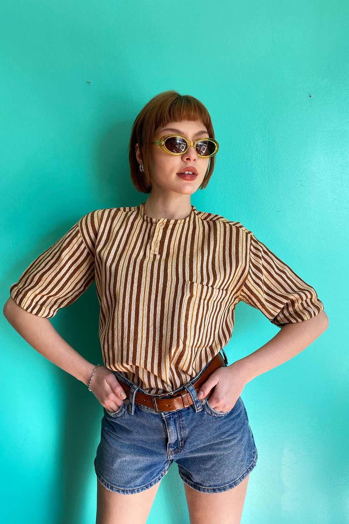 Vintage Çizgili Tshirt