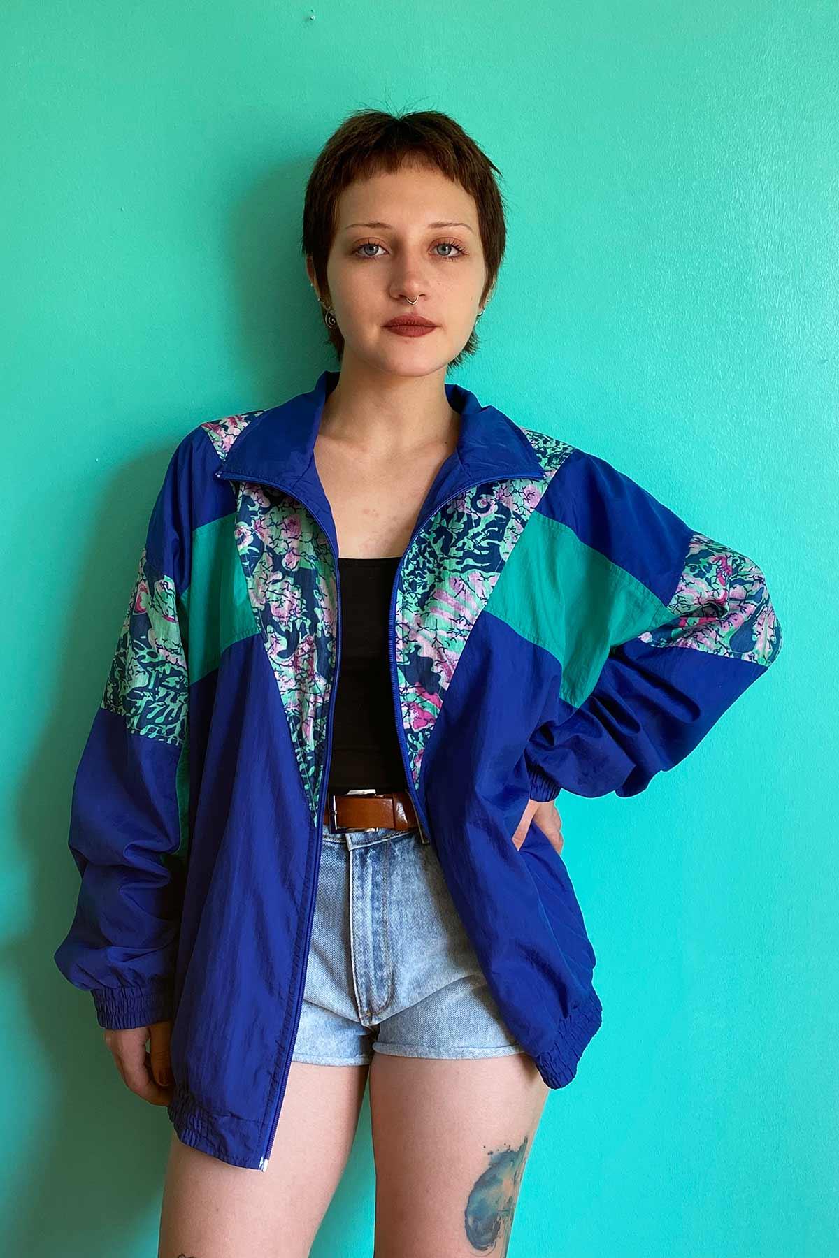 Vintage Desenli Bomber Mont