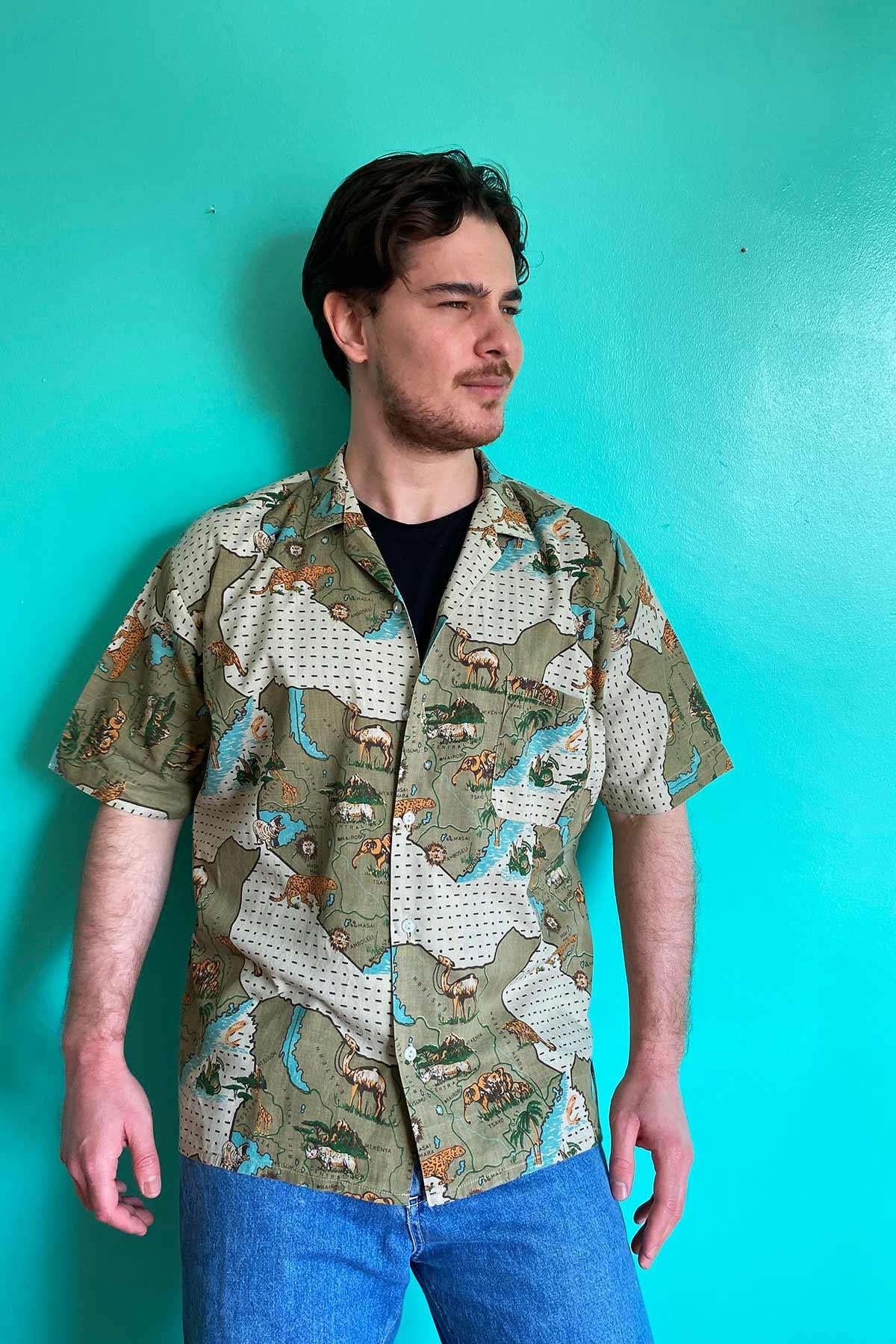 Vintage Desenli Cotton Gömlek