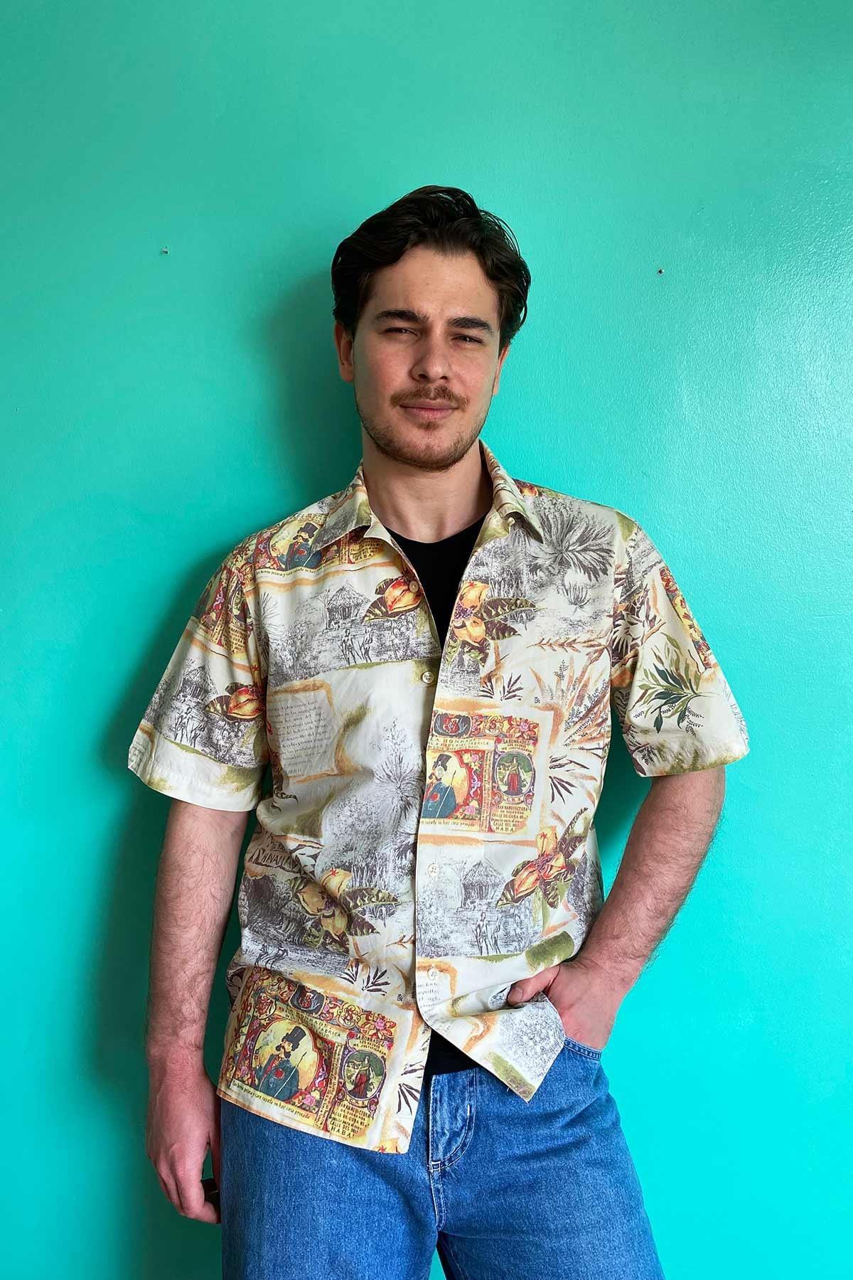Vintage Desenli Cotton Gömlek