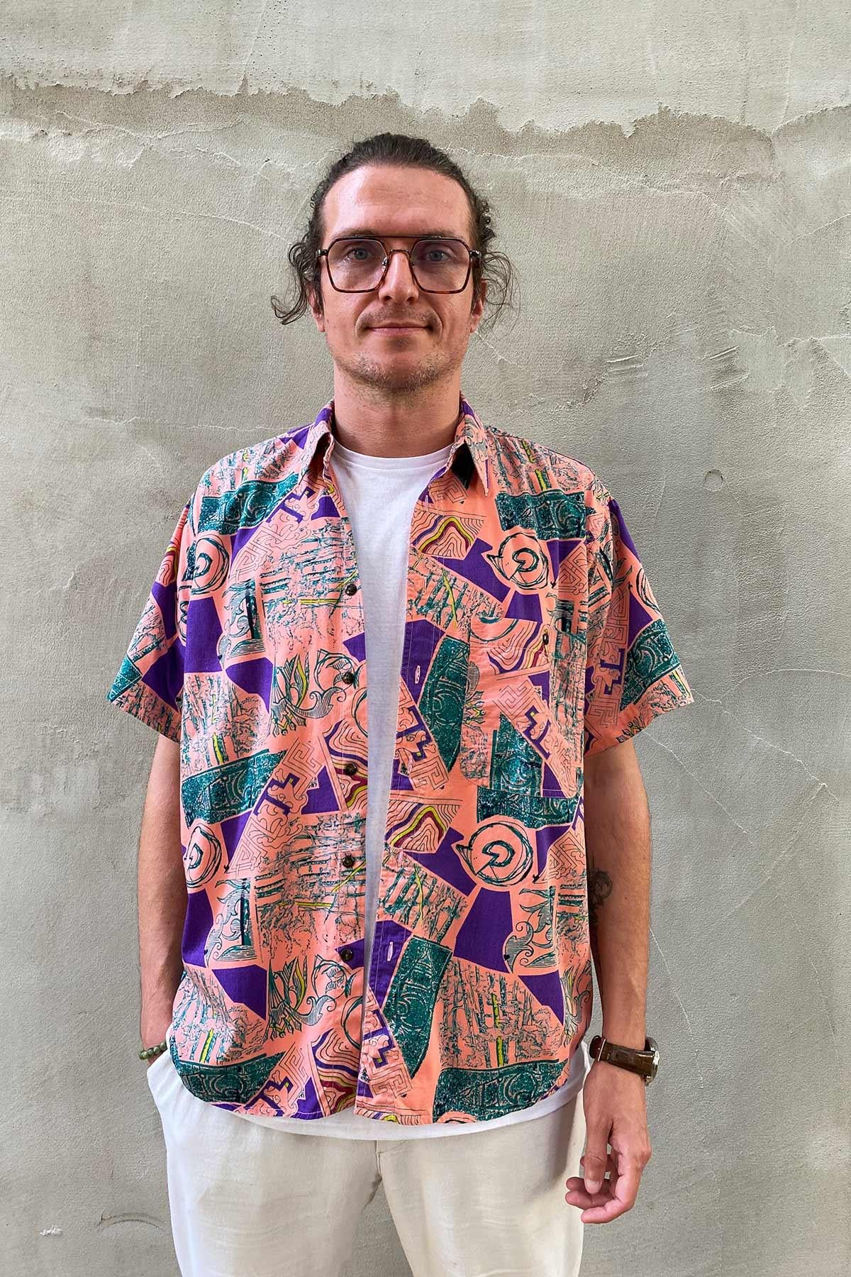 Vintage Desenli Cotton Gömlek