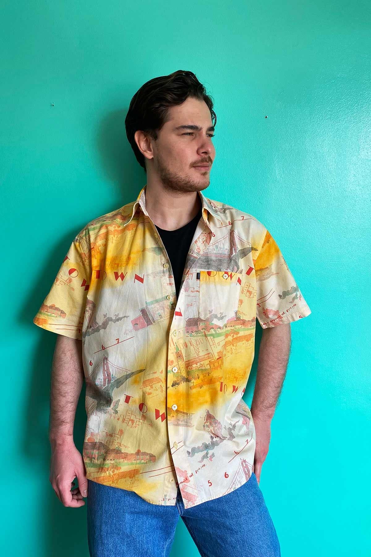 Vintage Desenli Cotton Gömlek
