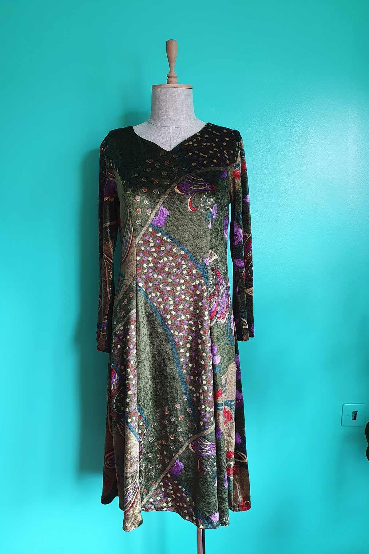 Vintage Desenli Elbise