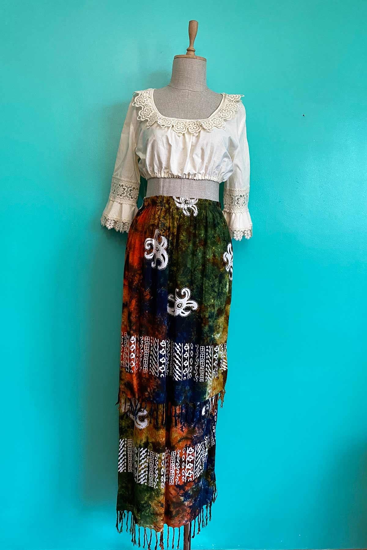 Vintage Desenli Etnik Rayon Etek