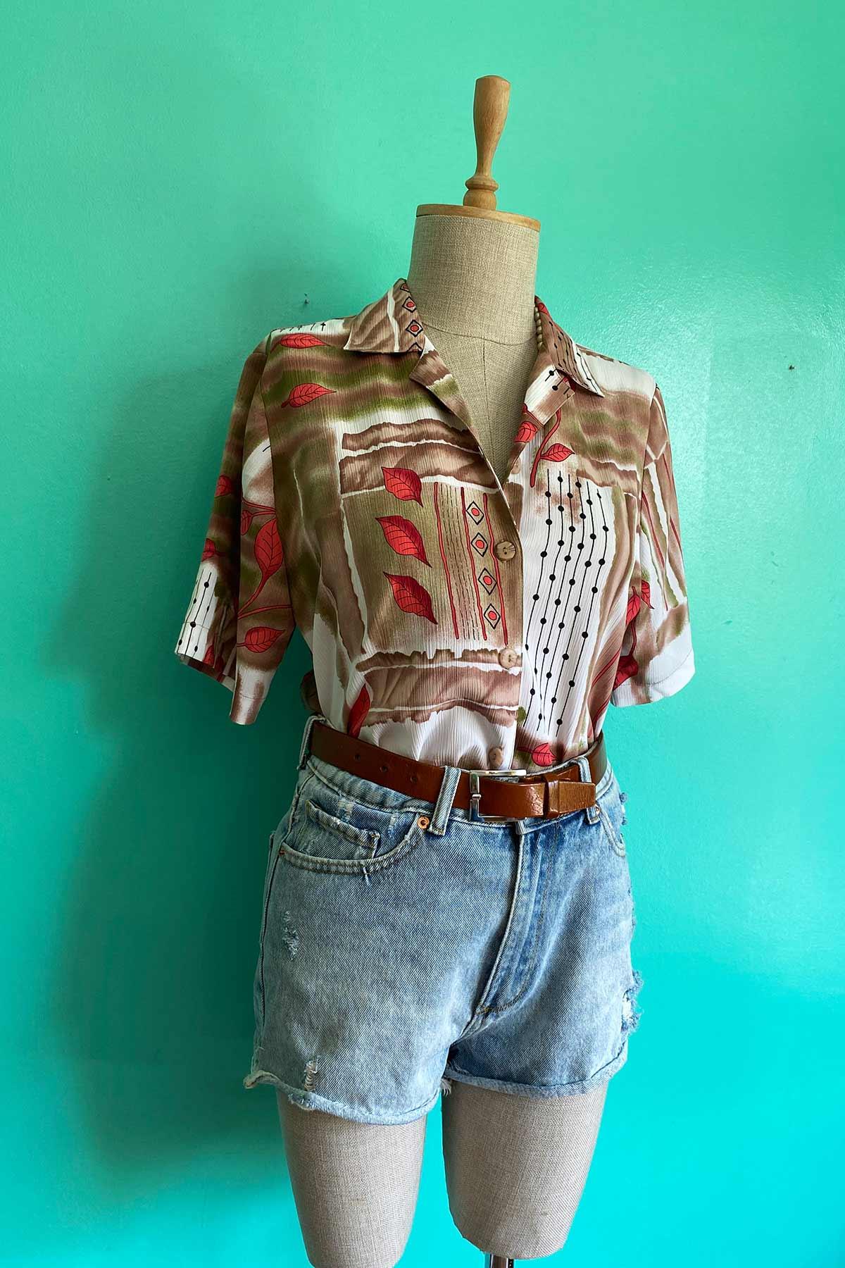 Vintage Desenli Gömlek