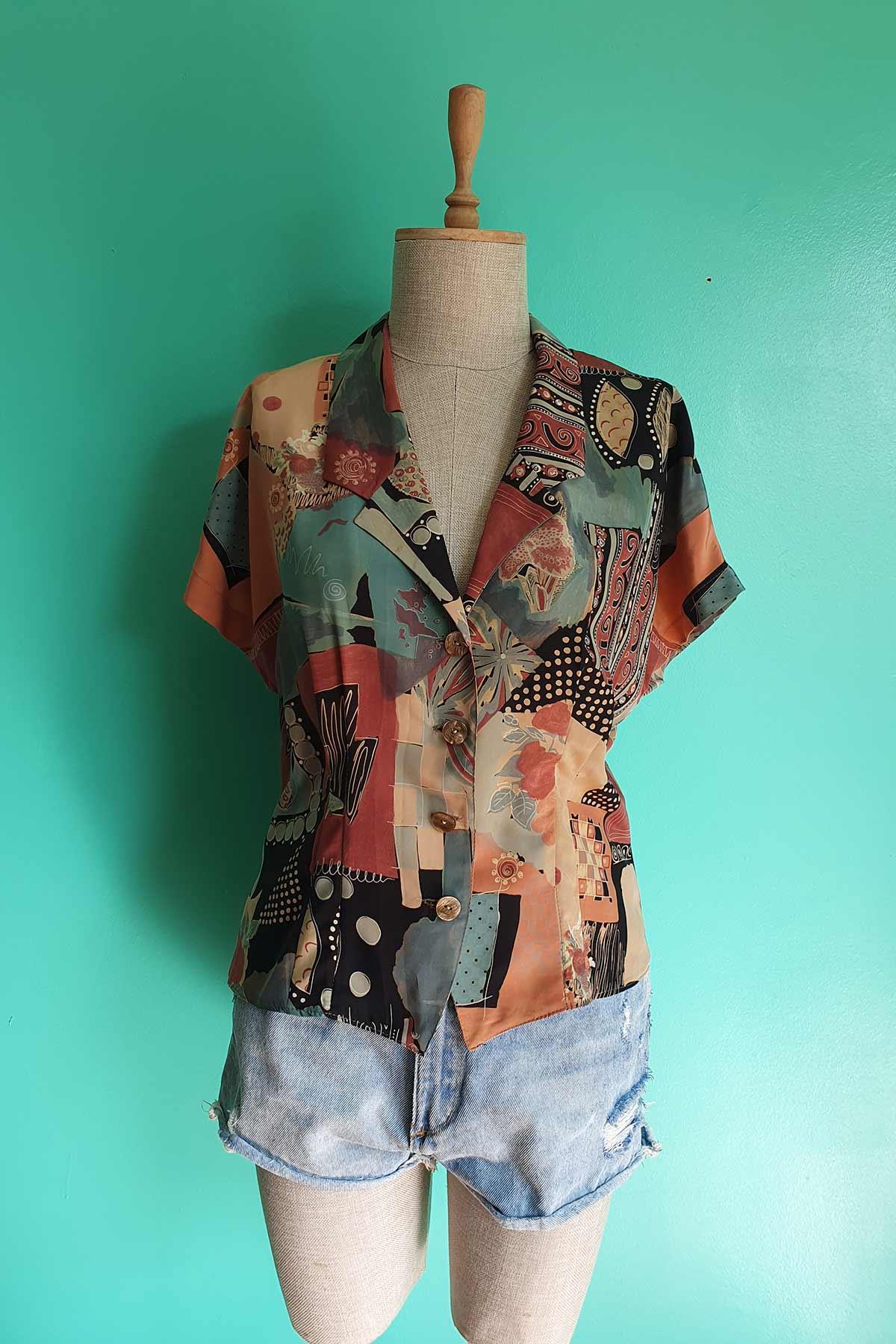 Vintage Desenli Gömlek