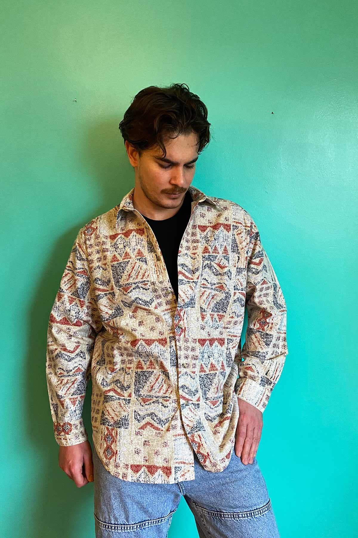 Vintage Desenli Gömlek