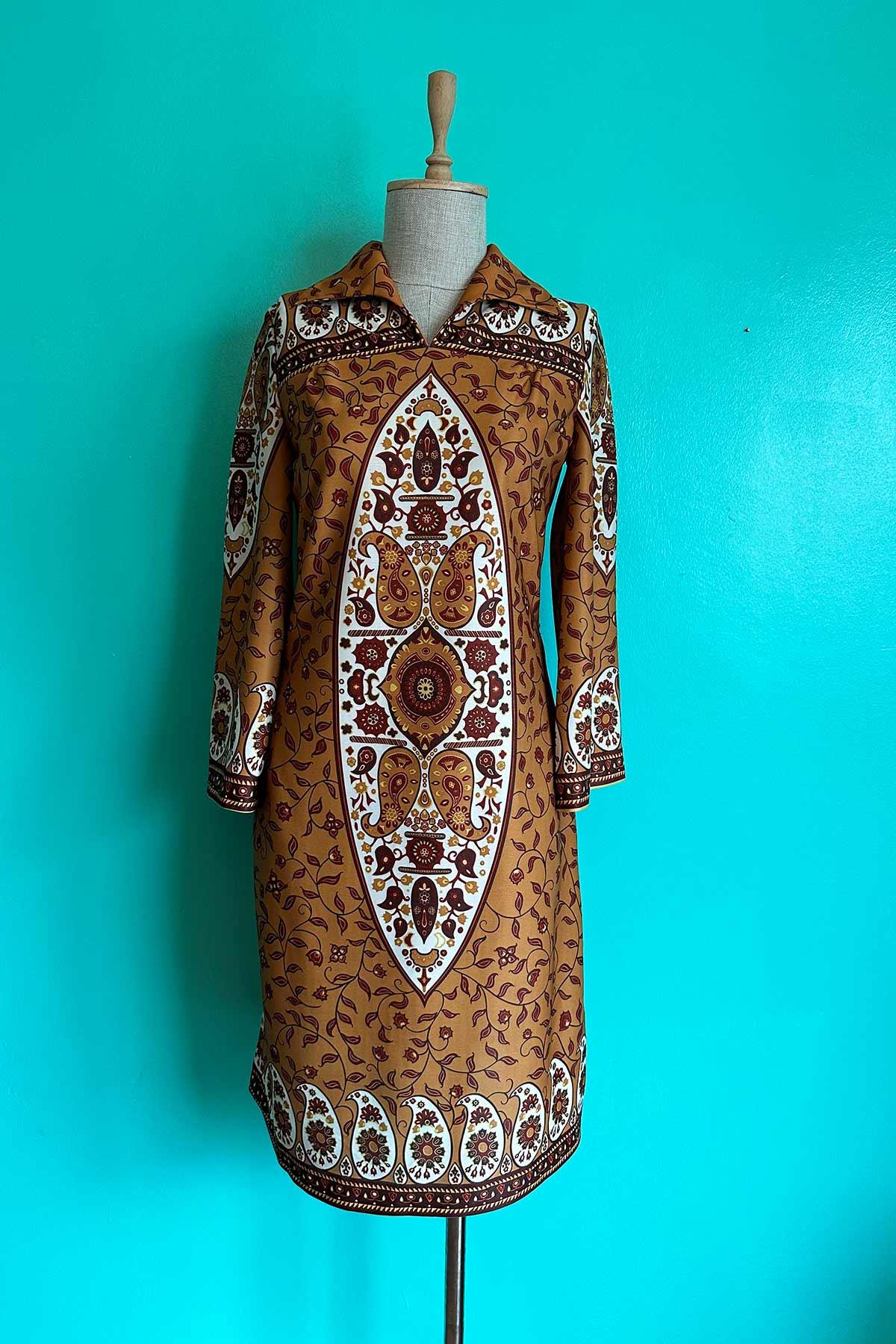Vintage Desenli Jarse Elbise