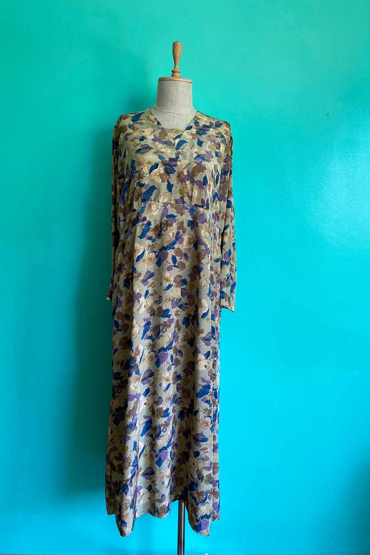 Vintage Desenli Oversize Elbise