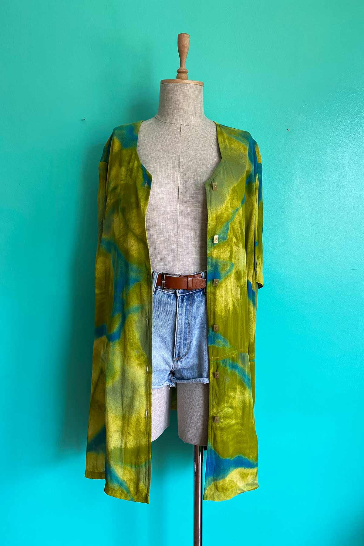 Vintage Desenli Transparan Oversize Gömlek