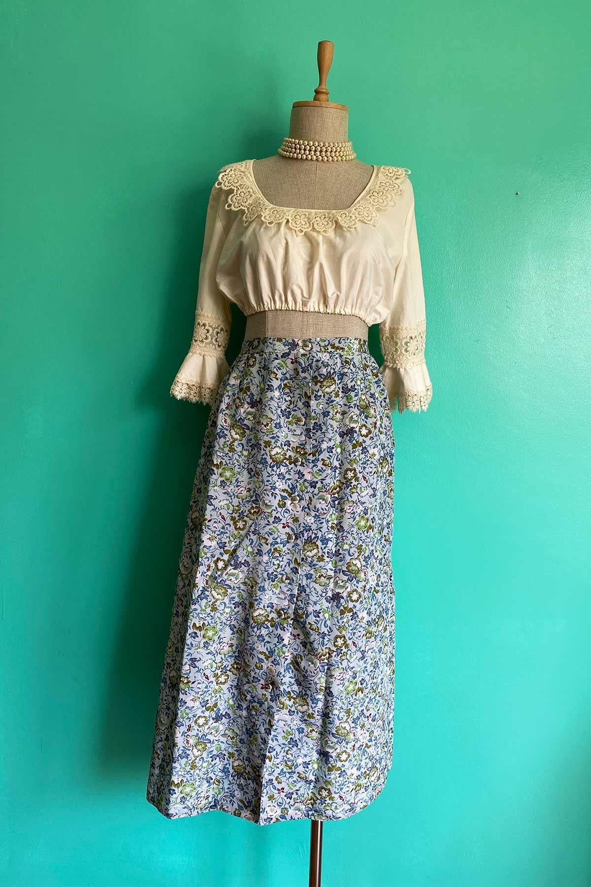 Vintage Düğmeli Yazlık Etek