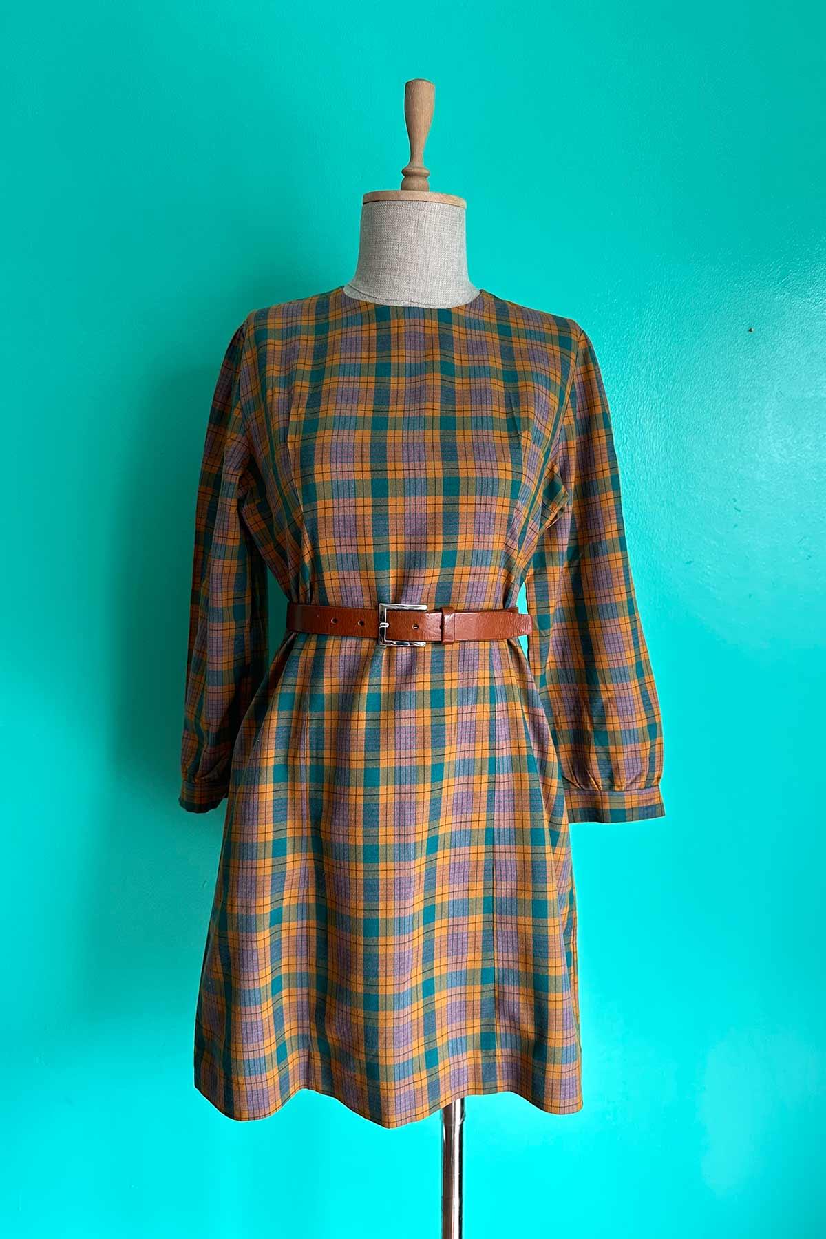Vintage Ekose Elbise