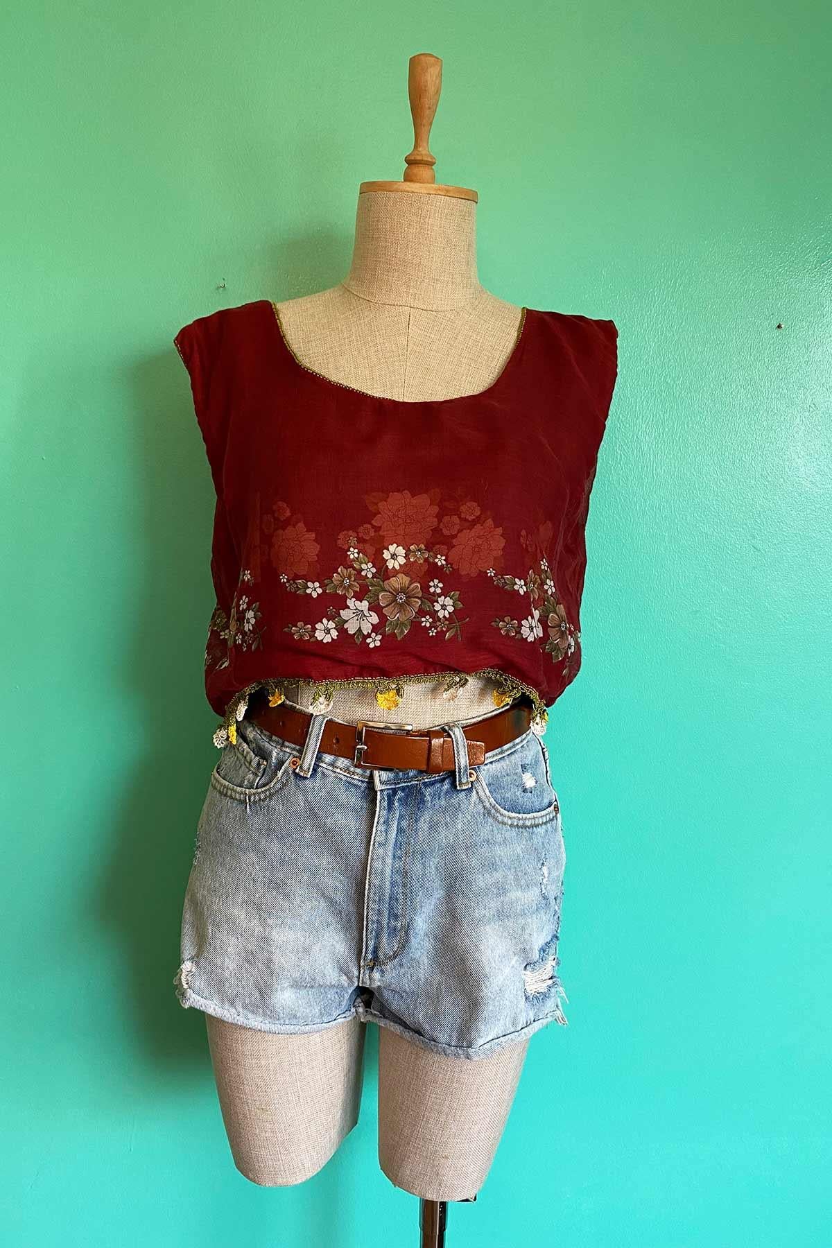 Vintage Elişi Çift Taraflı Bluz