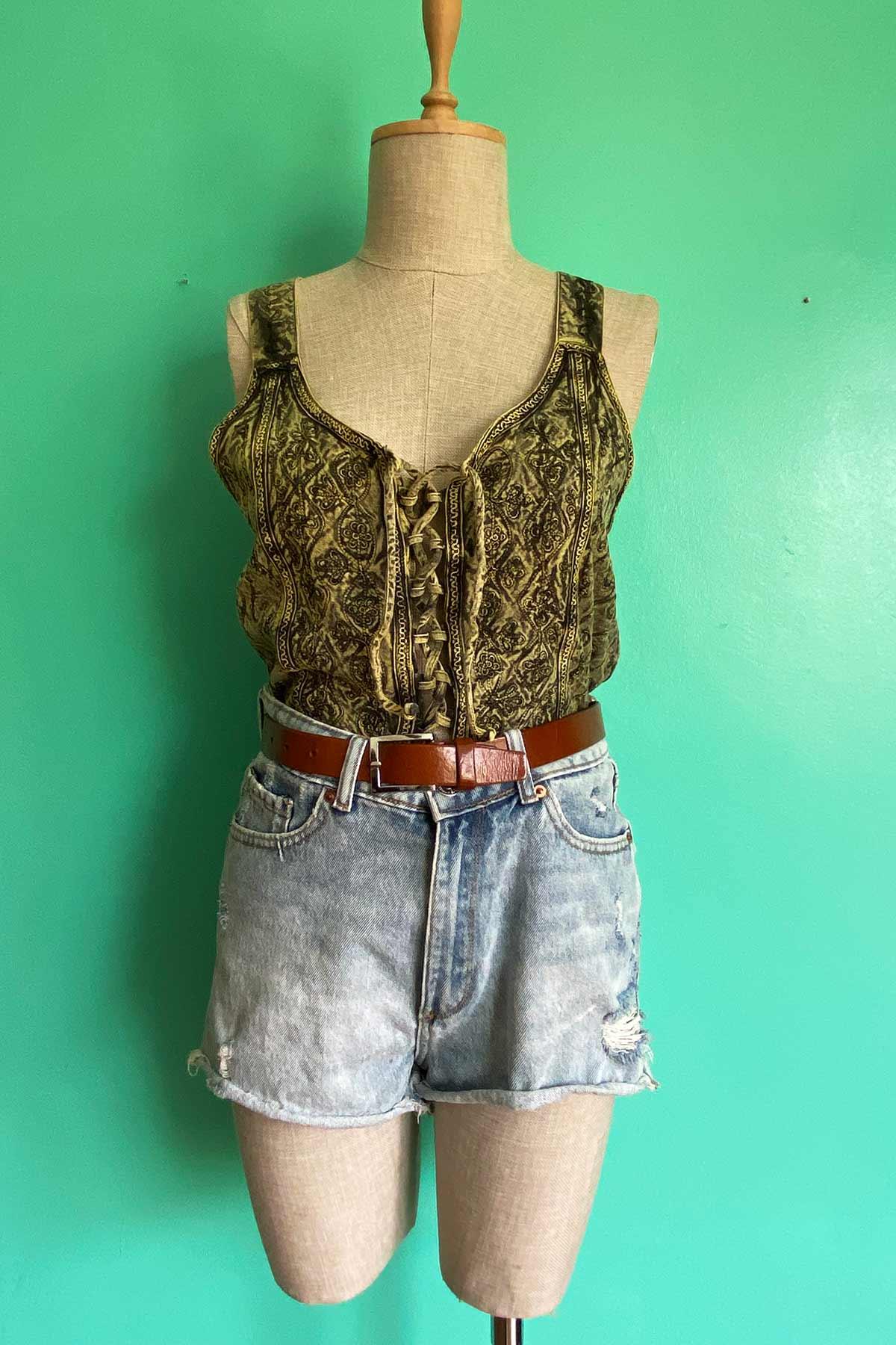 Vintage Etnik Askılı Bluz
